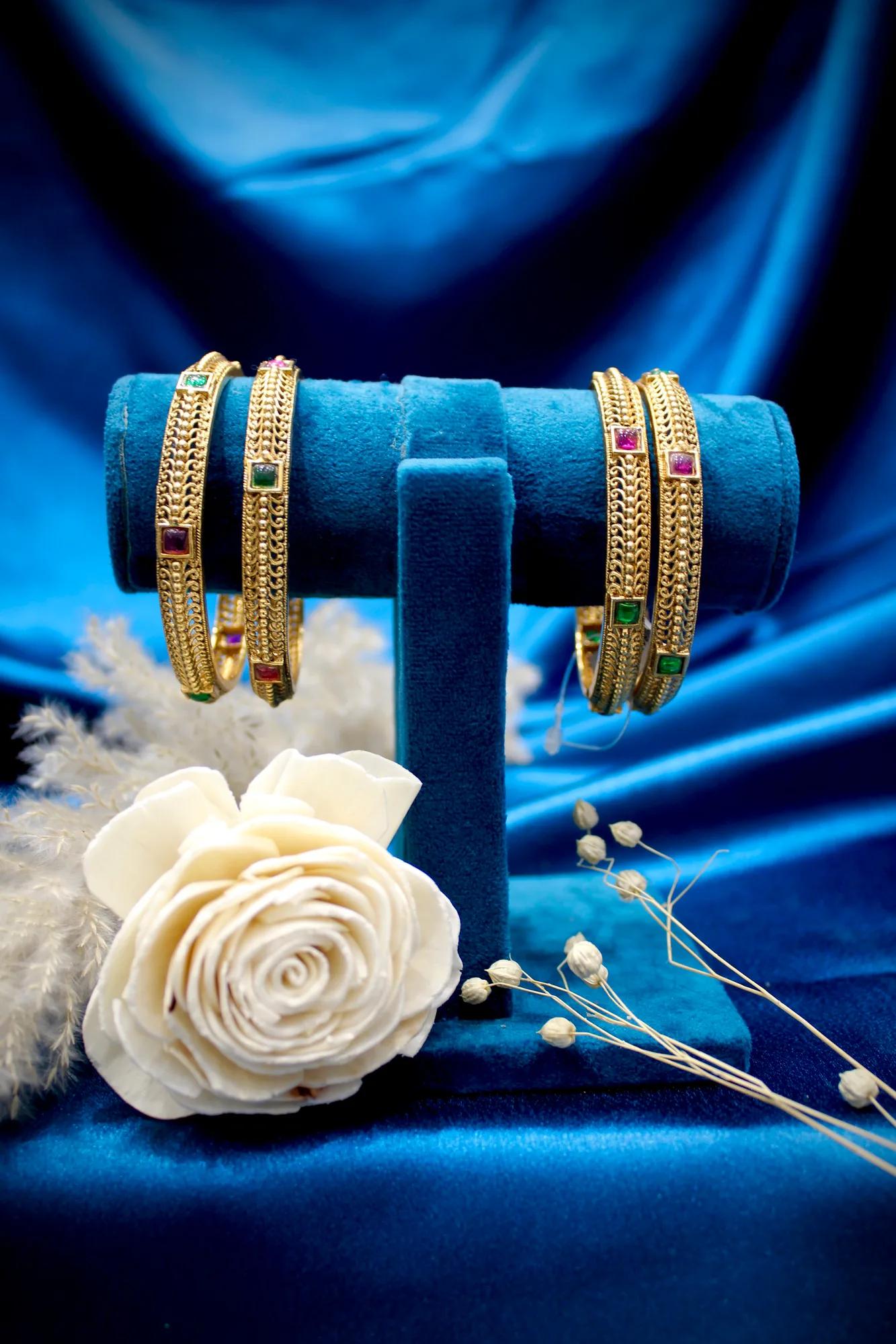 Ruby & Emerald Antique Designer Bangles Set