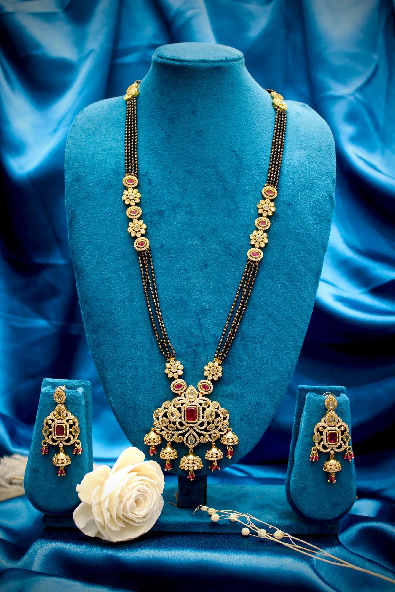 Victorian Ruby Floral Mangalsutra Set