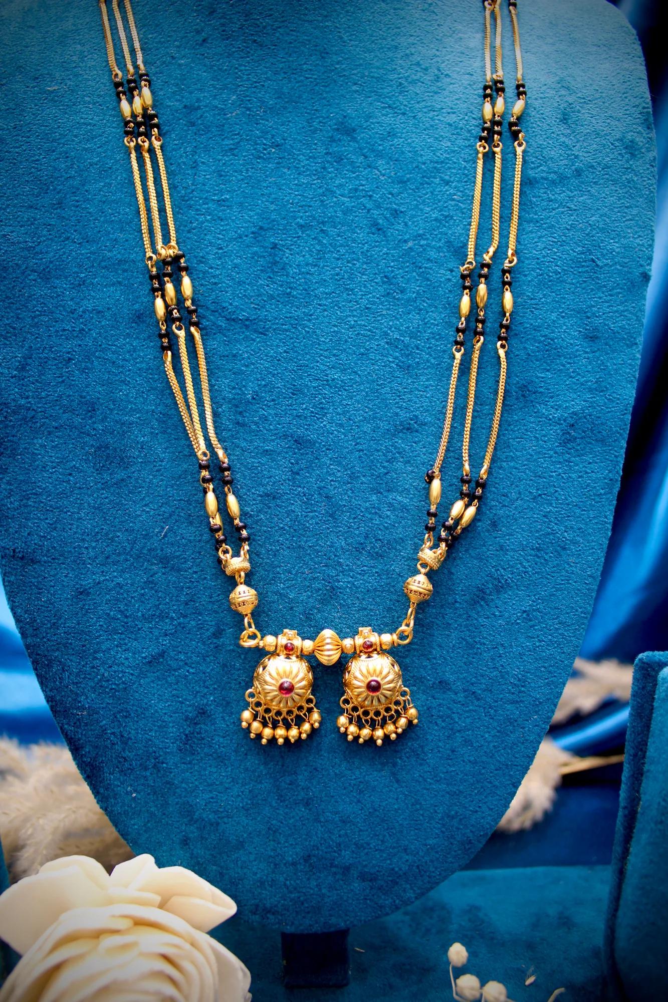 Classic Long Twin Pendant Gold-Tone Mangalsutra