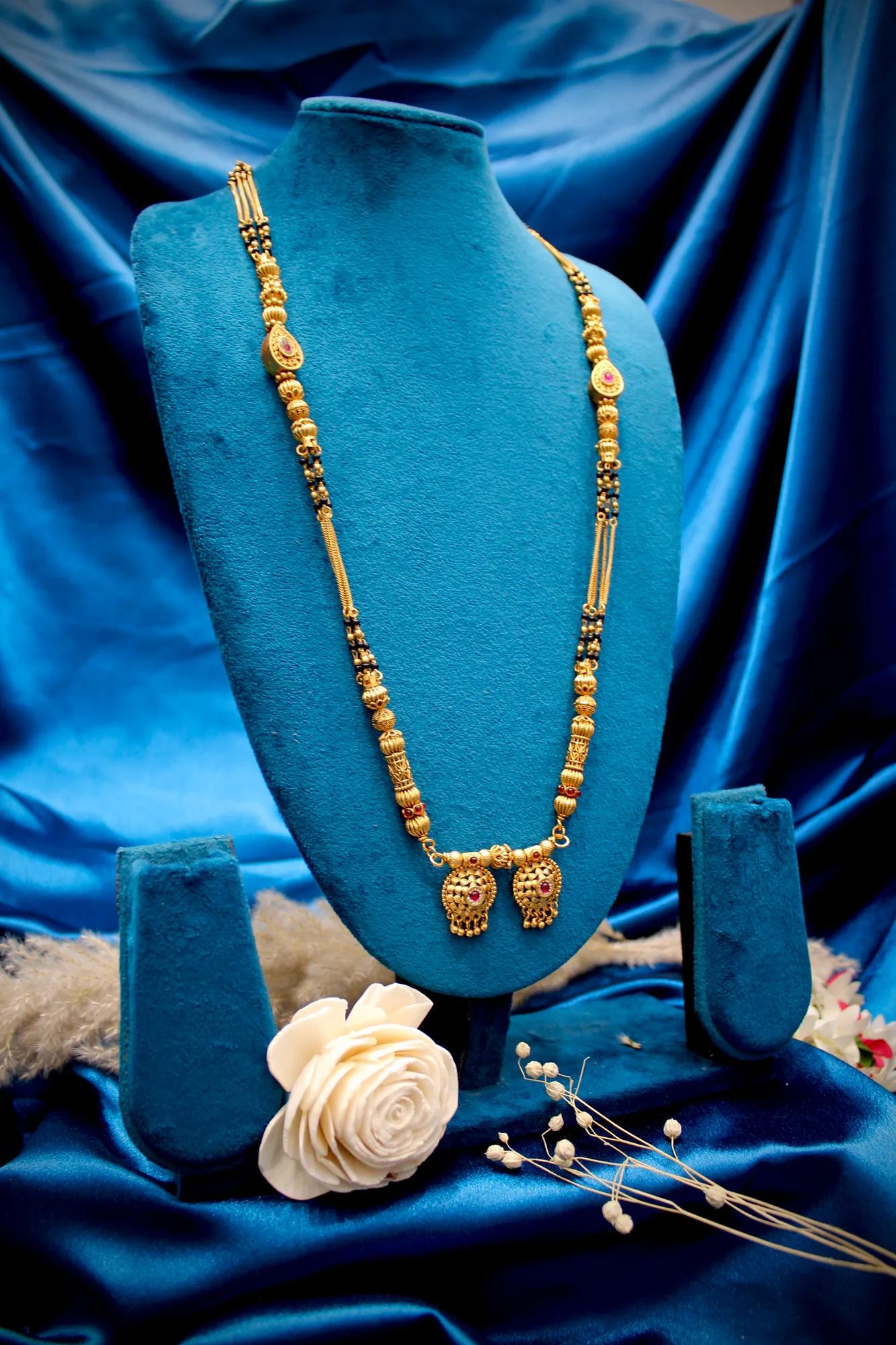 Royal Antique Gold Dual Pendant Designer Mangalsutra