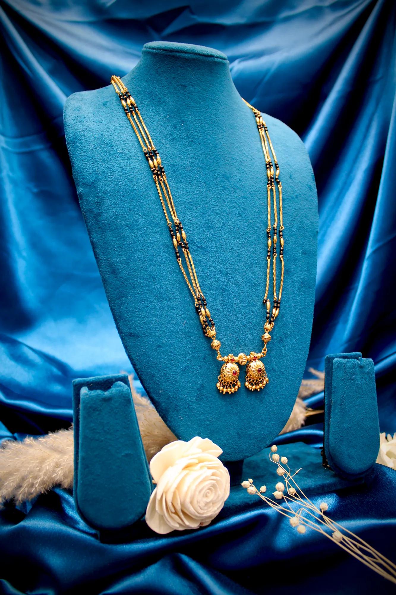 Classic Long Twin Pendant Gold-Tone Mangalsutra