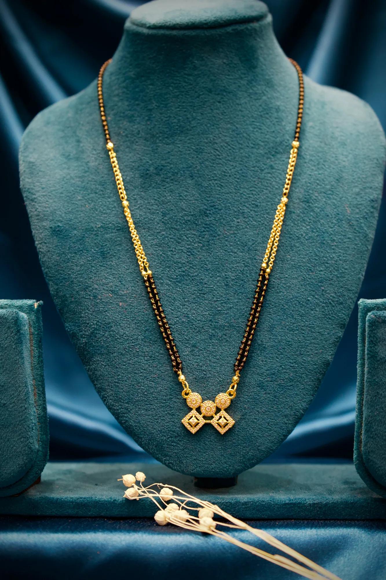 Elegant Twin Charm Stone-Studded Mangalsutra Necklace