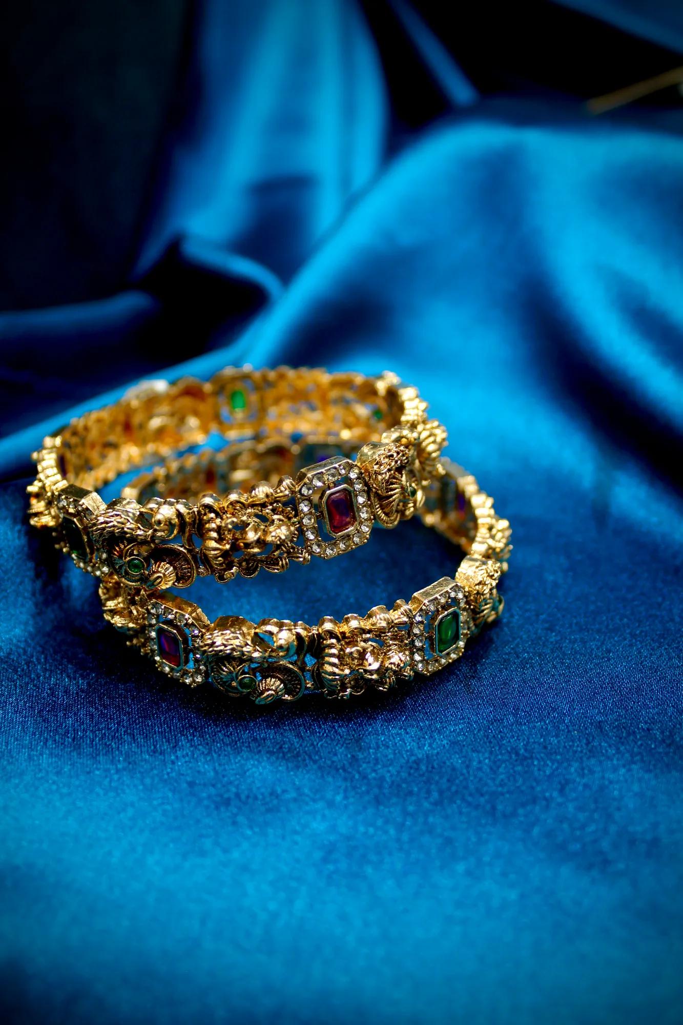 Antique Temple Peacock Designer Kada Bangles