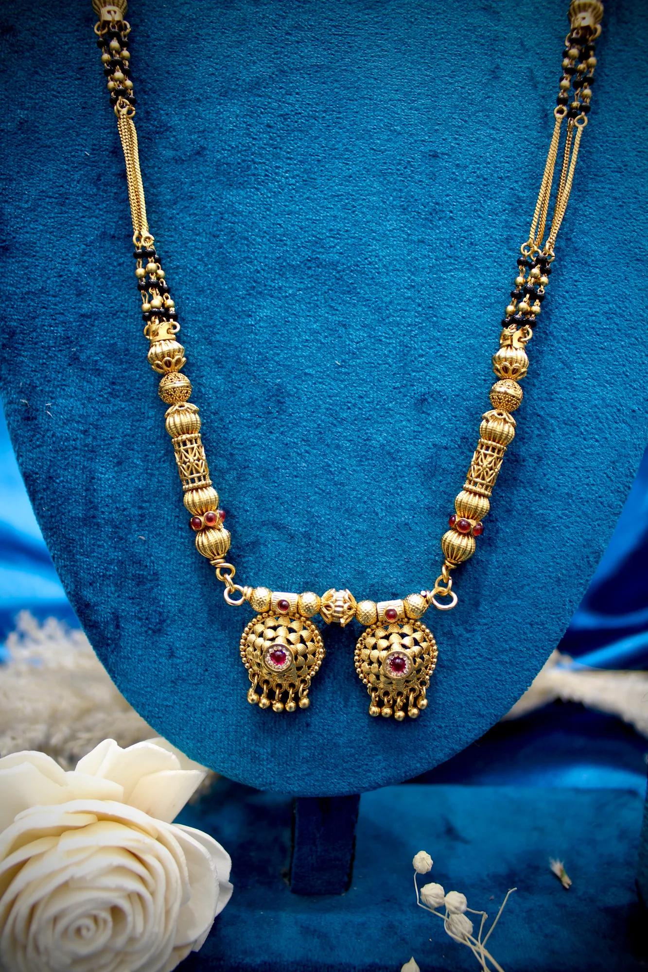 Royal Antique Gold Dual Pendant Designer Mangalsutra