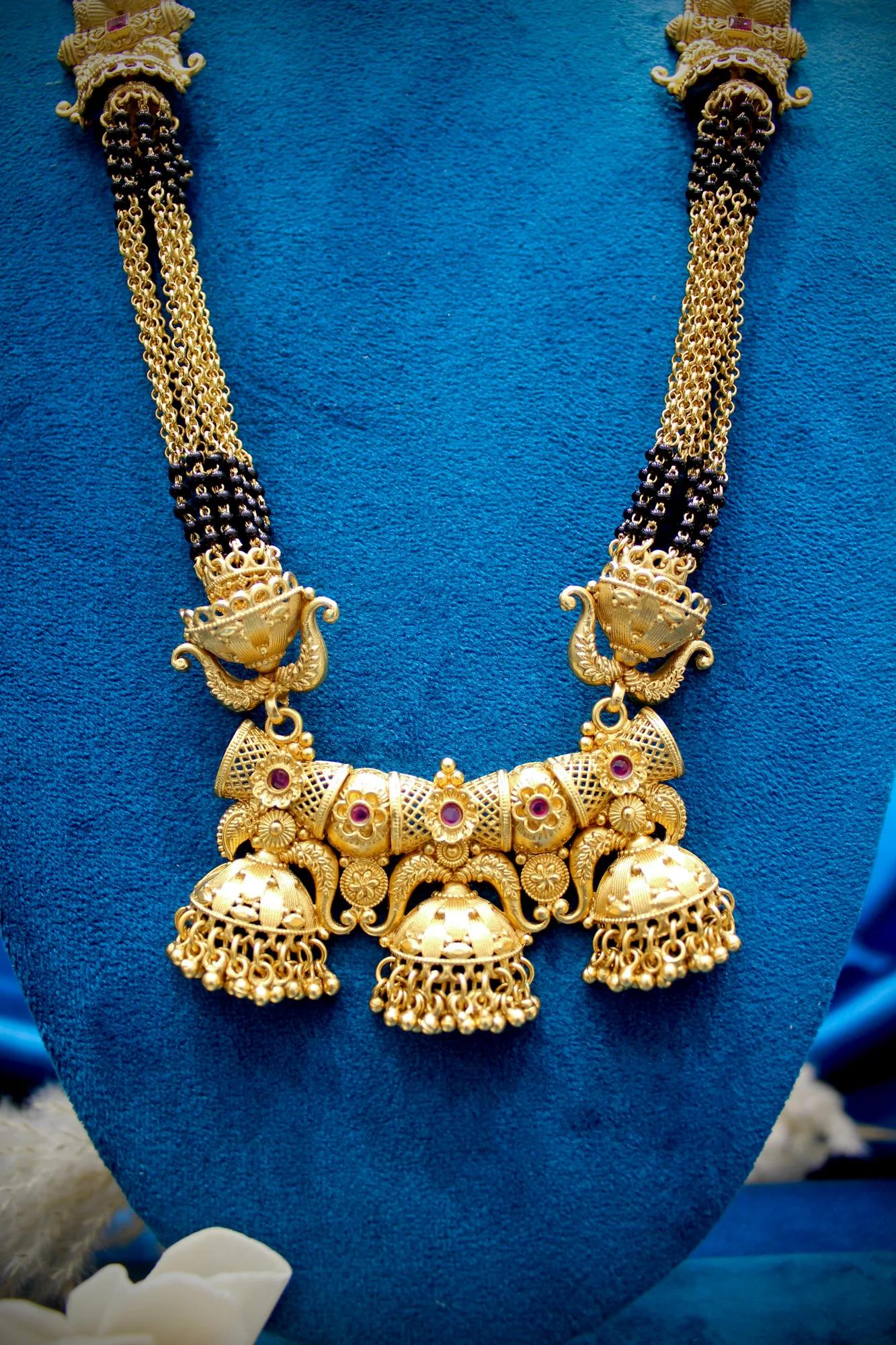 Royal Antique Gold Temple Design Mangalsutra Set