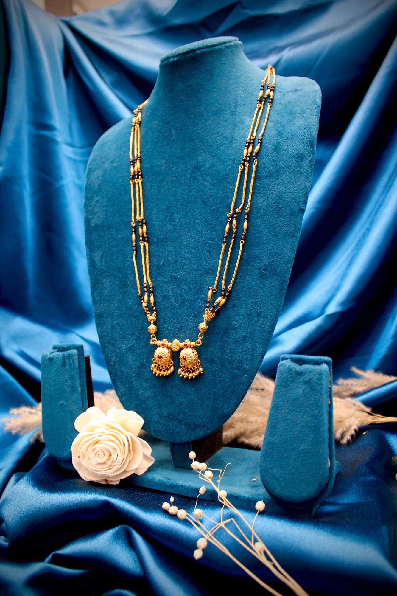 Classic Long Twin Pendant Gold-Tone Mangalsutra