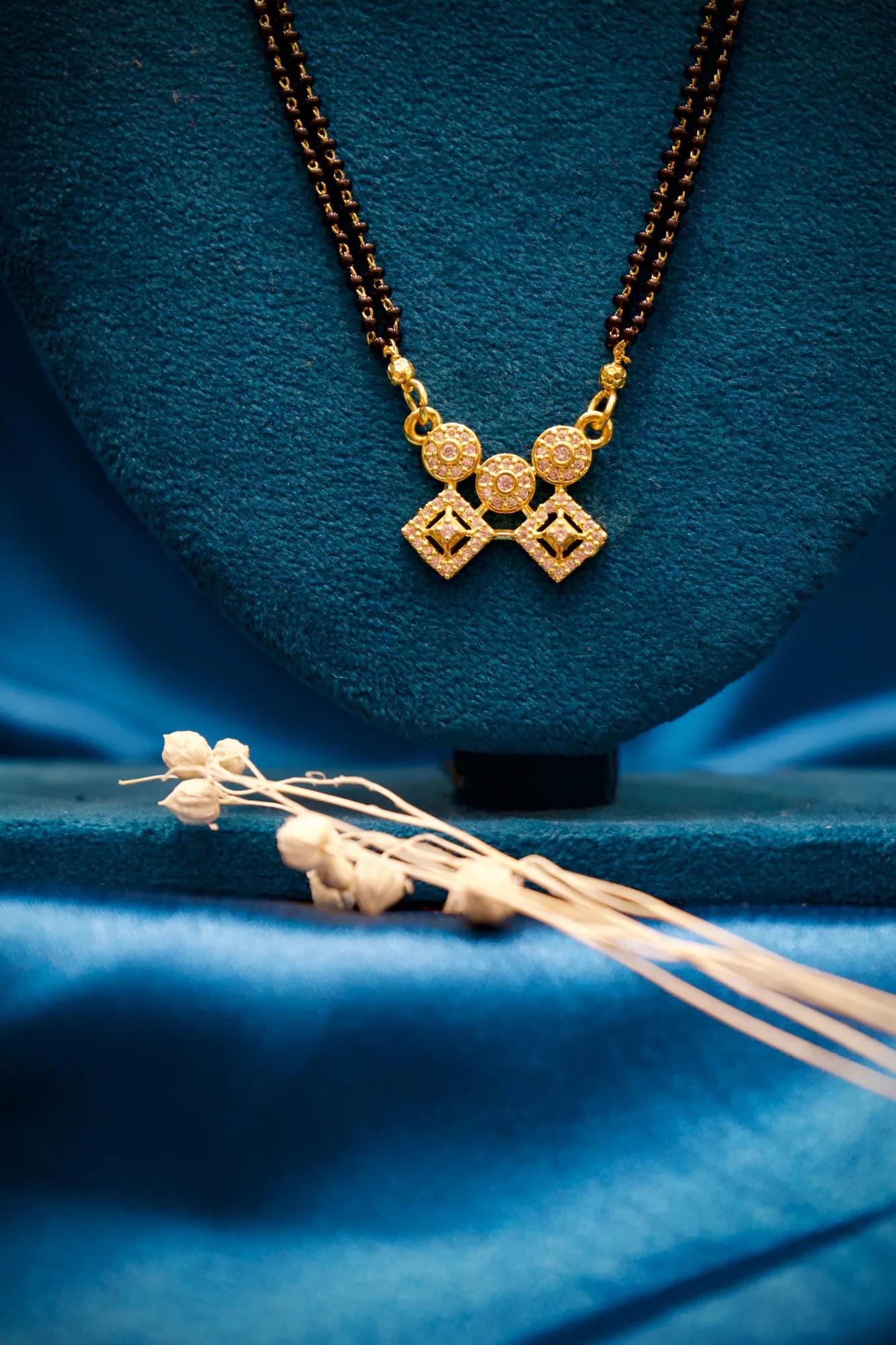 Elegant Twin Charm Stone-Studded Mangalsutra Necklace
