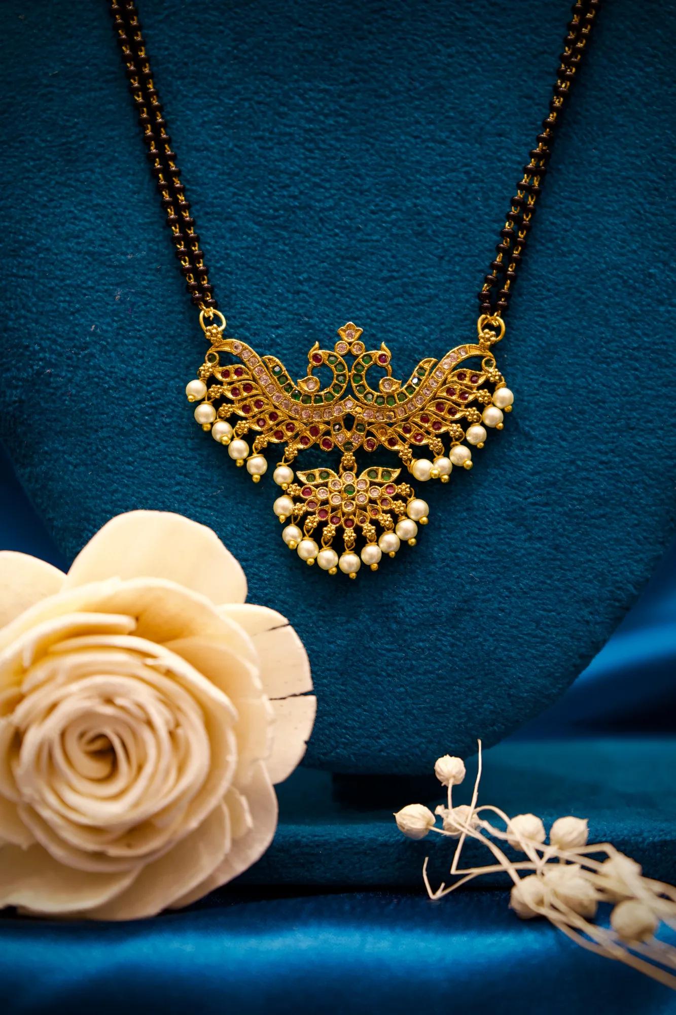 Royal Peacock Pearl Drop Mangalsutra Necklace