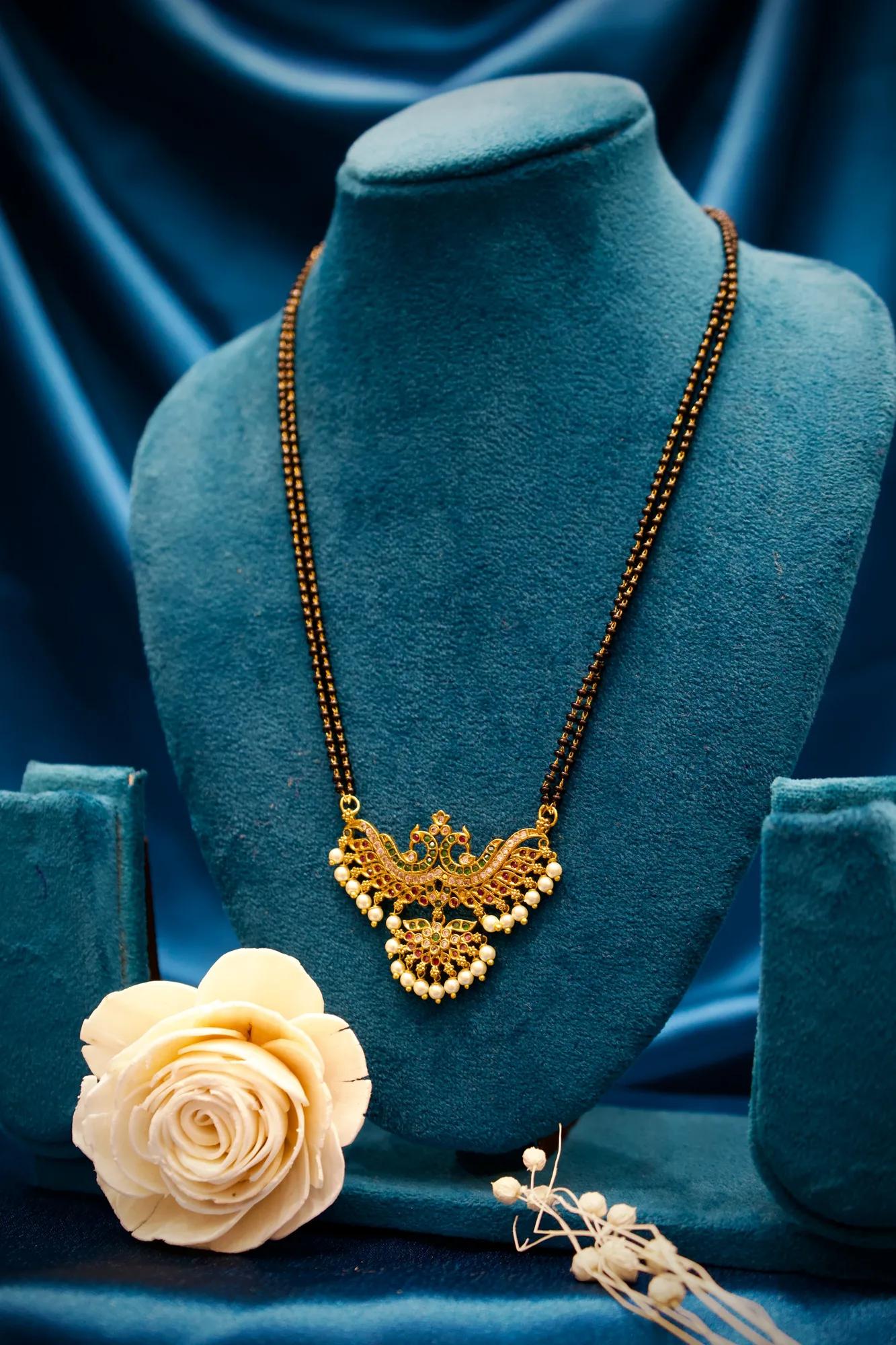 Royal Peacock Pearl Drop Mangalsutra Necklace