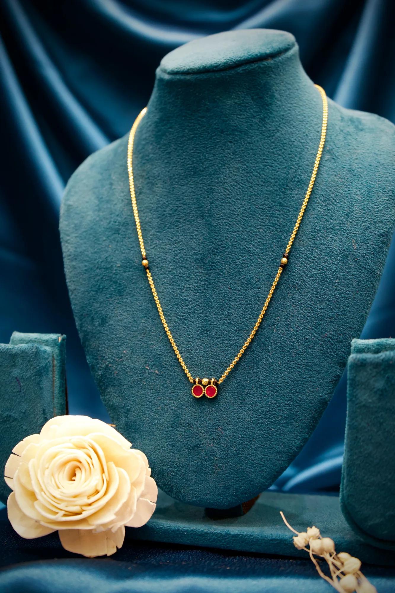 Ruby Twin Charm Minimalist Mangalsutra Necklace