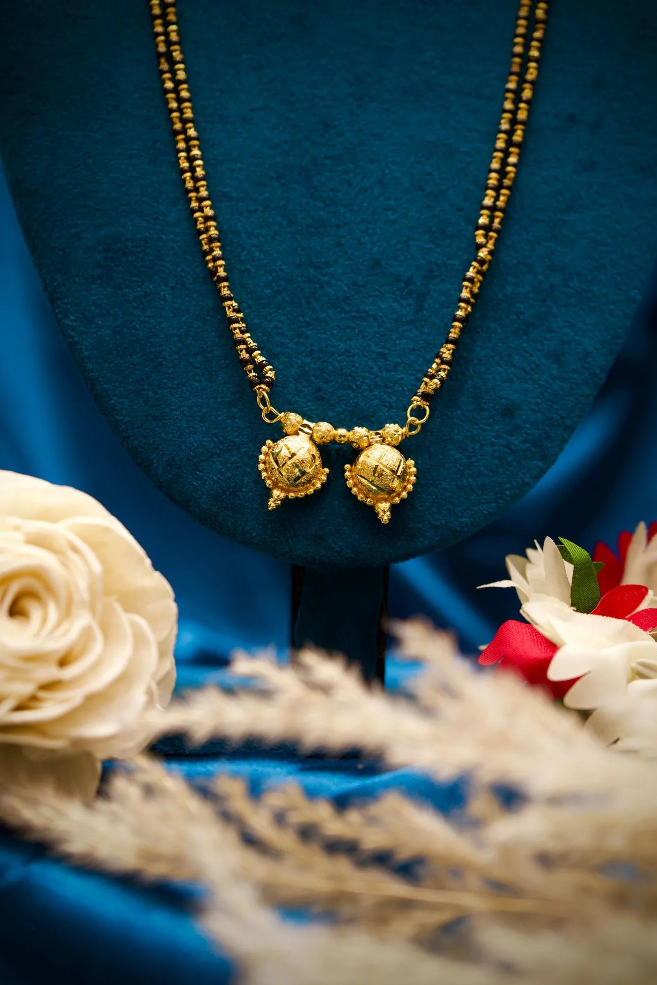 Traditional Double Coin Black Bead Mangalsutra
