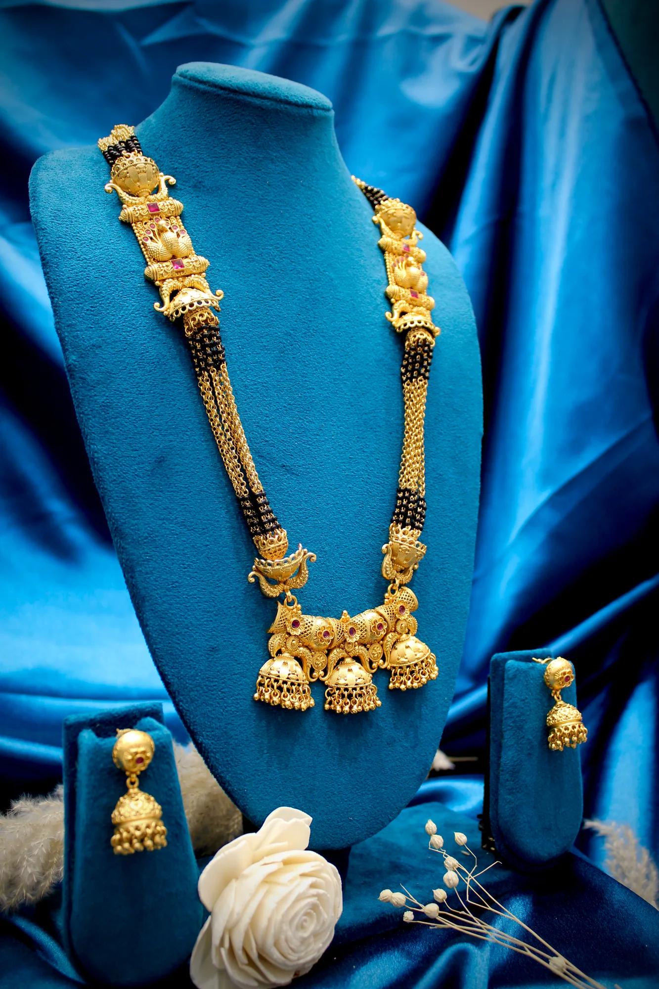 Royal Antique Gold Temple Design Mangalsutra Set