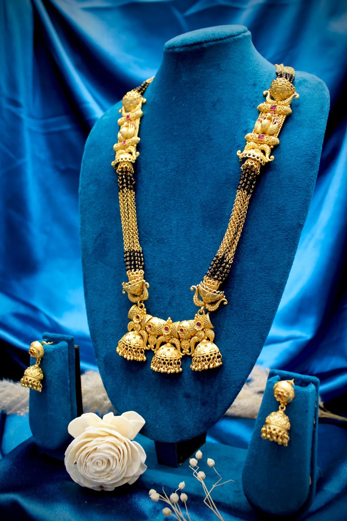 Royal Antique Gold Temple Design Mangalsutra Set