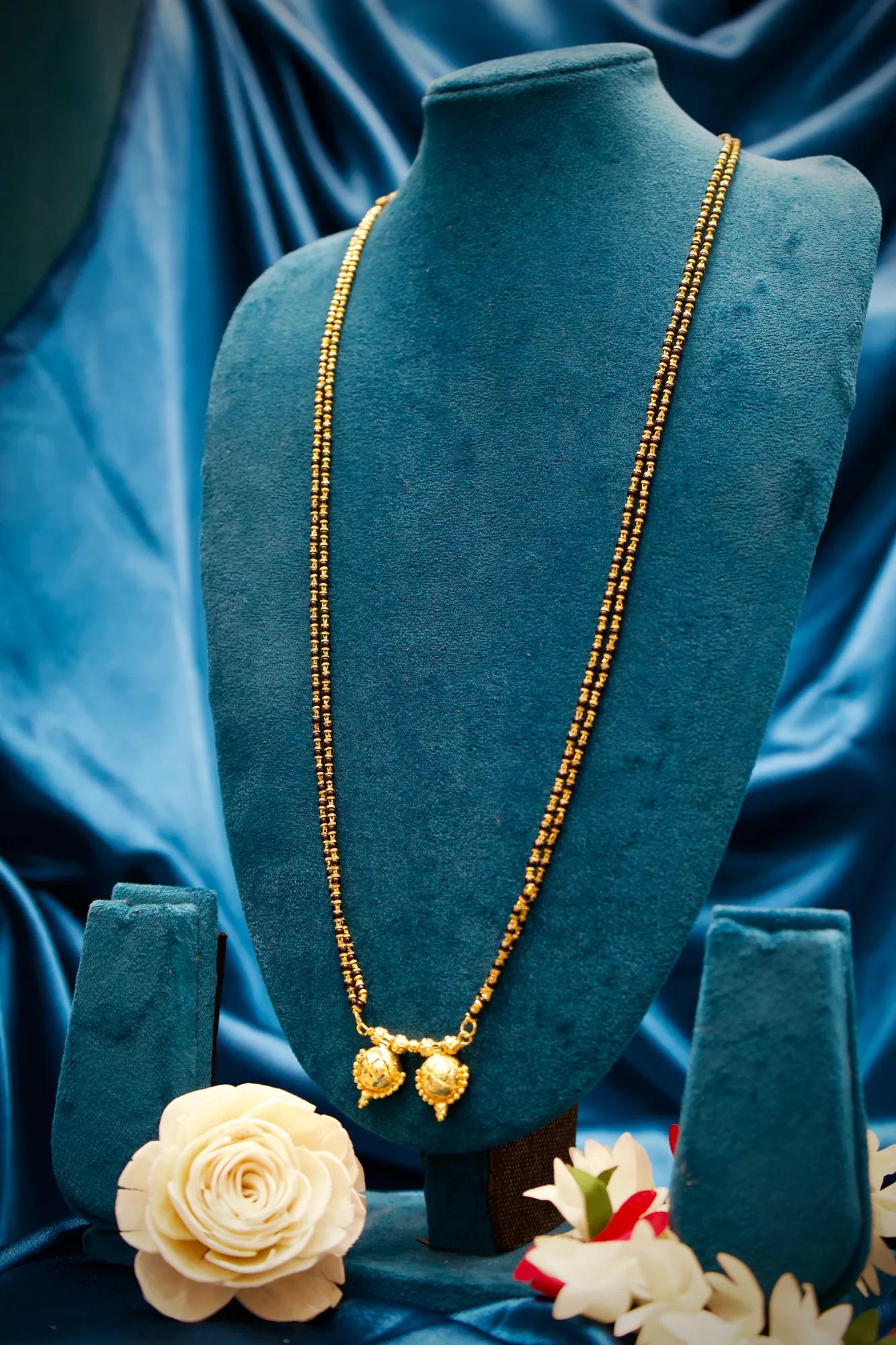 Traditional Double Coin Black Bead Mangalsutra