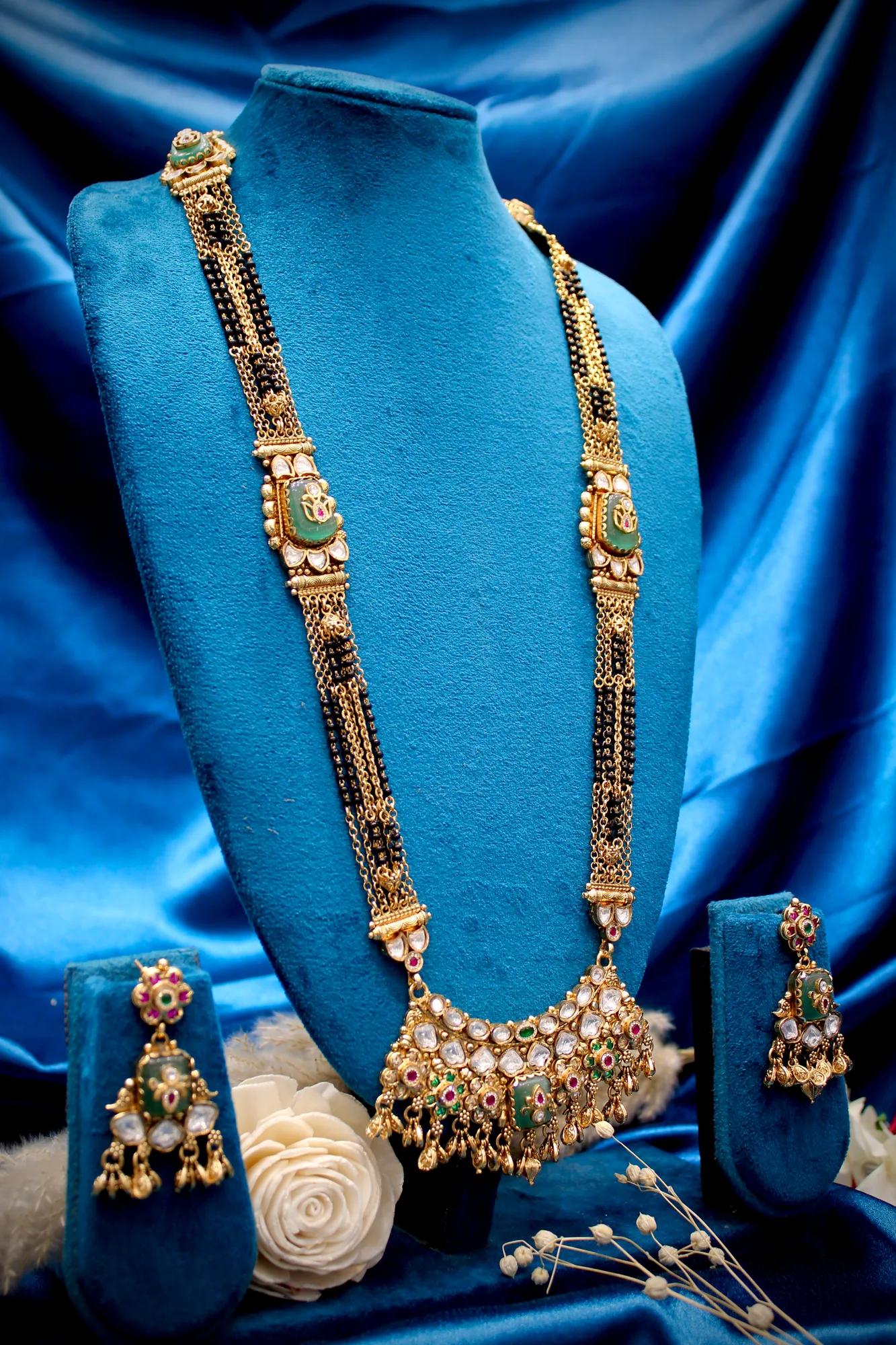 Royal Kundan & Green Enamel Bridal Mangalsutra Set