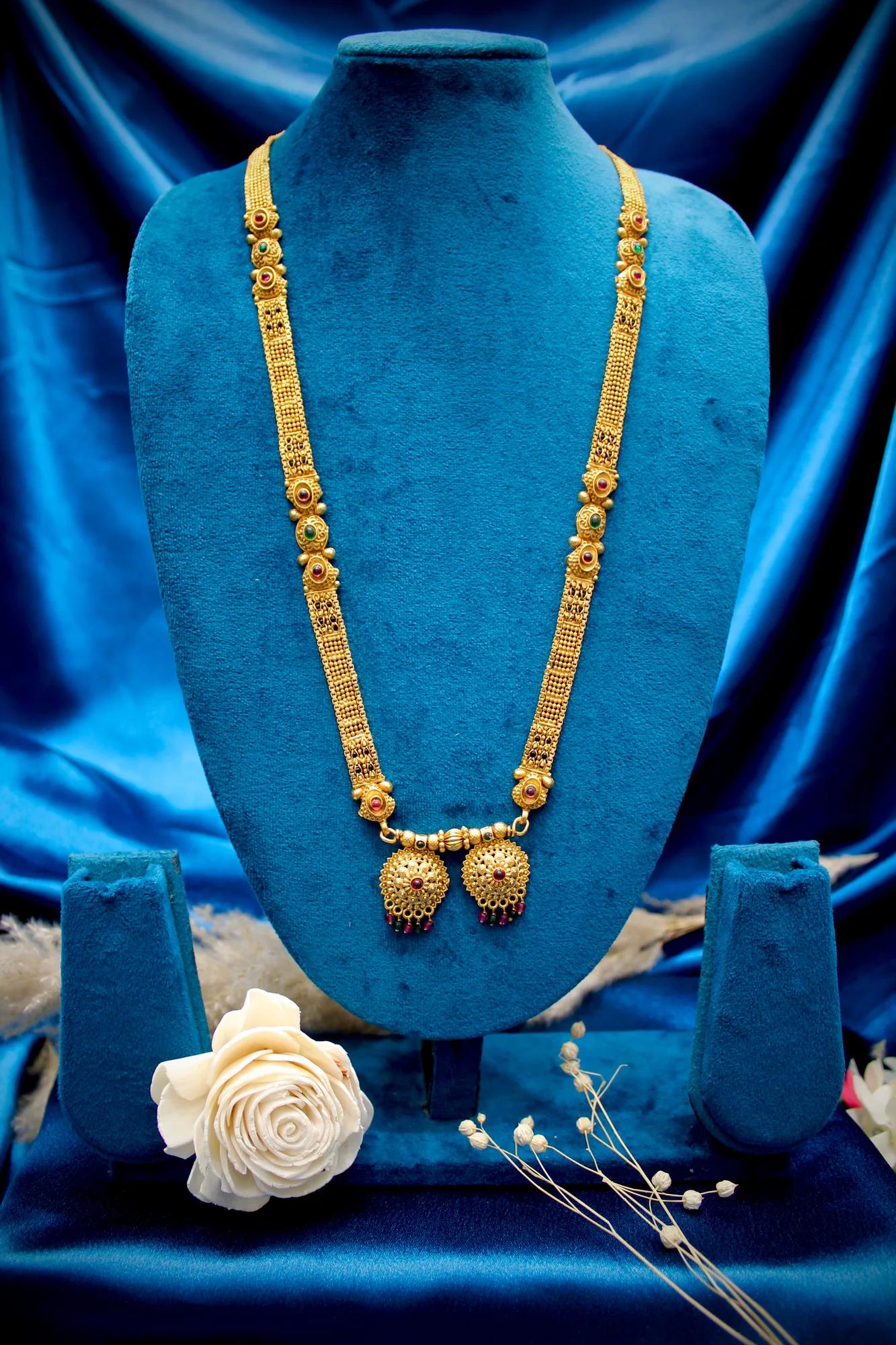 Royal Antique Gold Dual Pendant Designer Mangalsutra