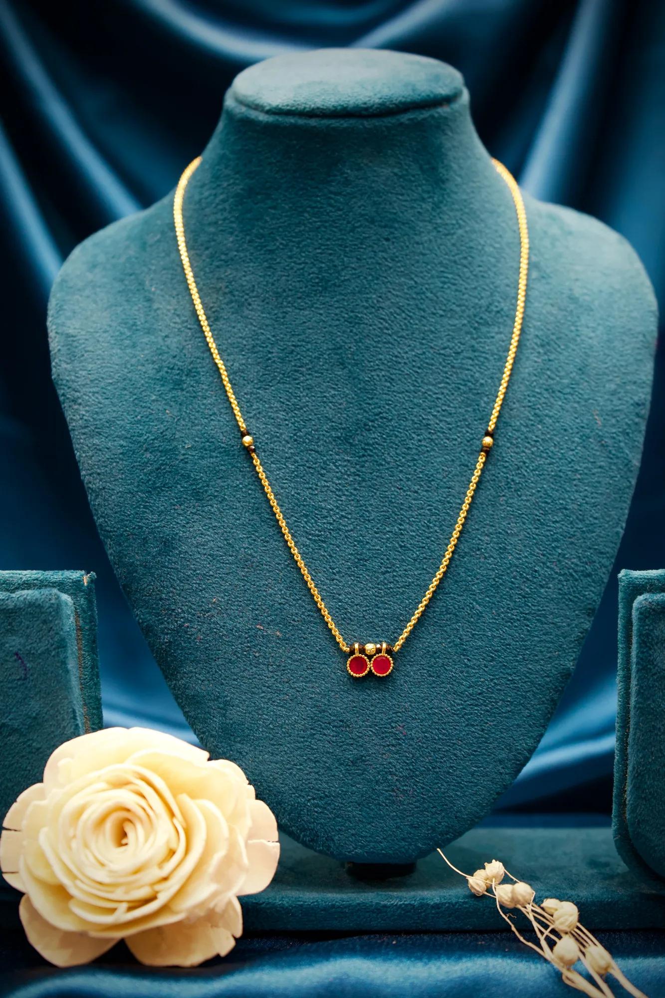 Ruby Twin Charm Minimalist Mangalsutra Necklace