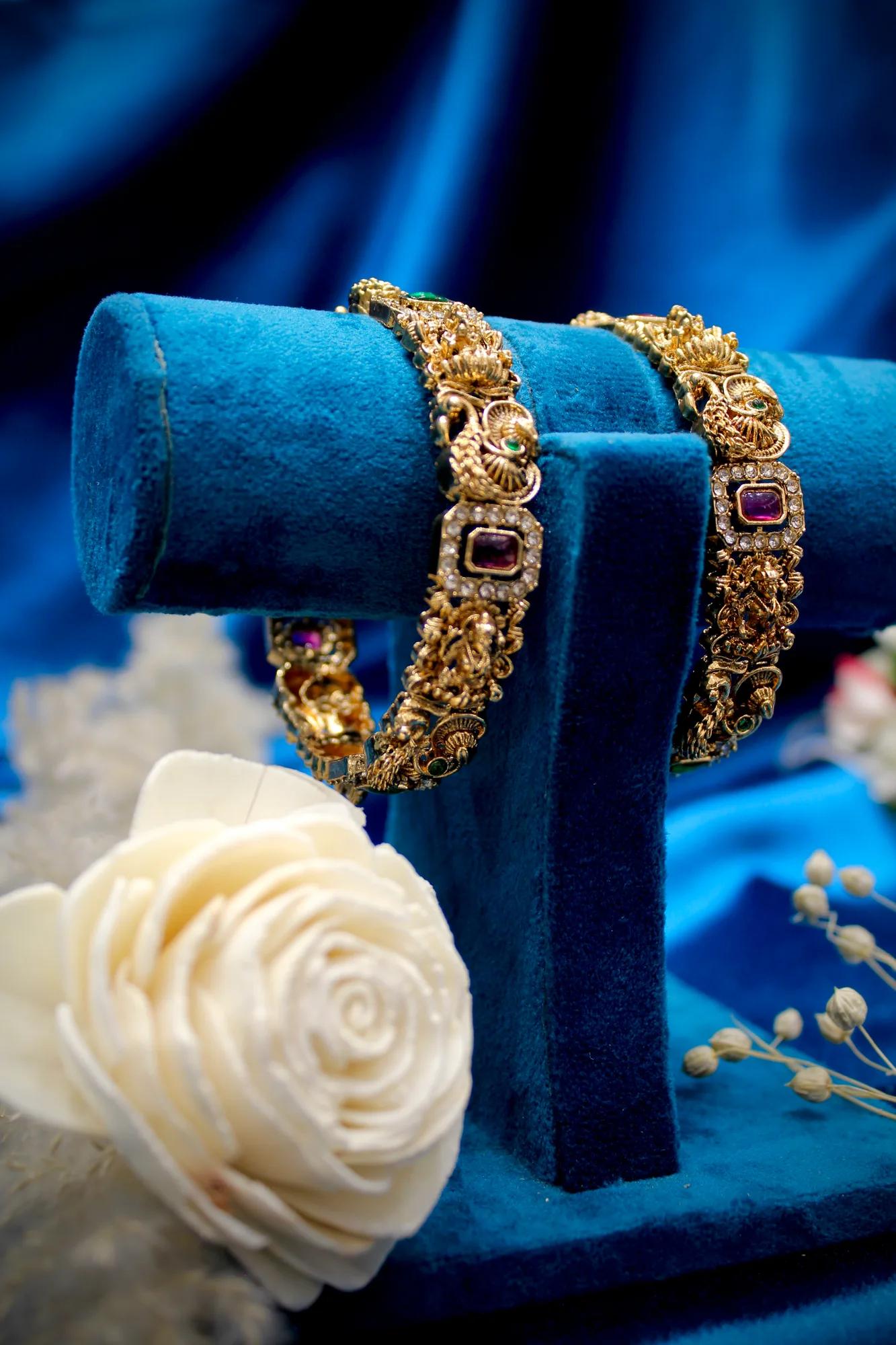 Antique Temple Peacock Designer Kada Bangles