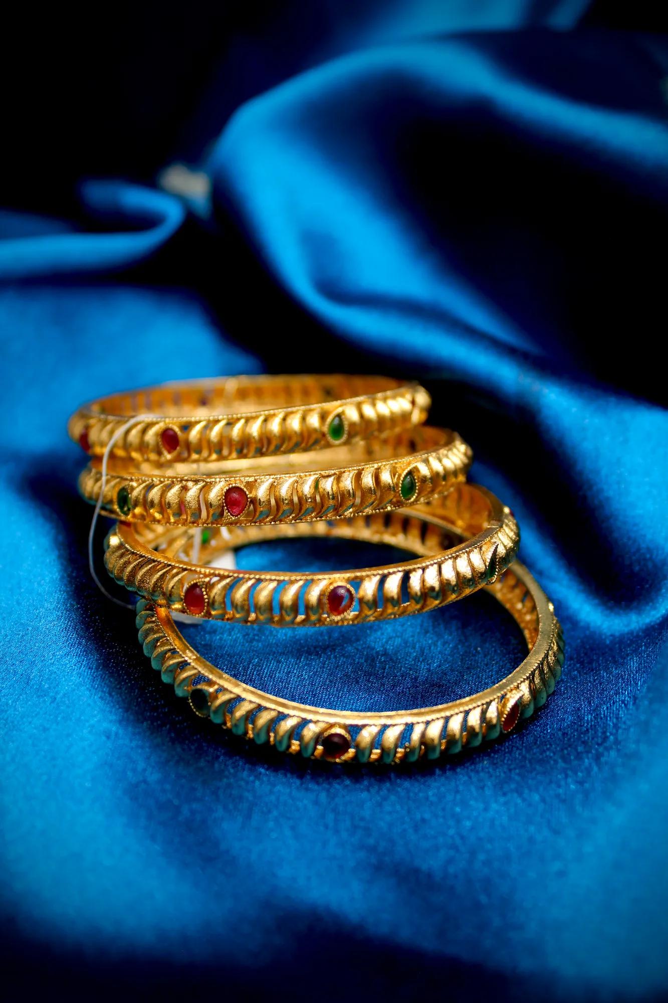 Traditional Antique Stone Studded Bangles Set
