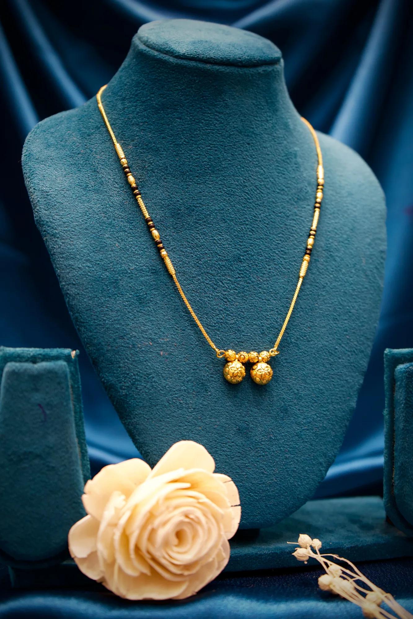 Traditional Twin Floral Bead Mangalsutra Necklace