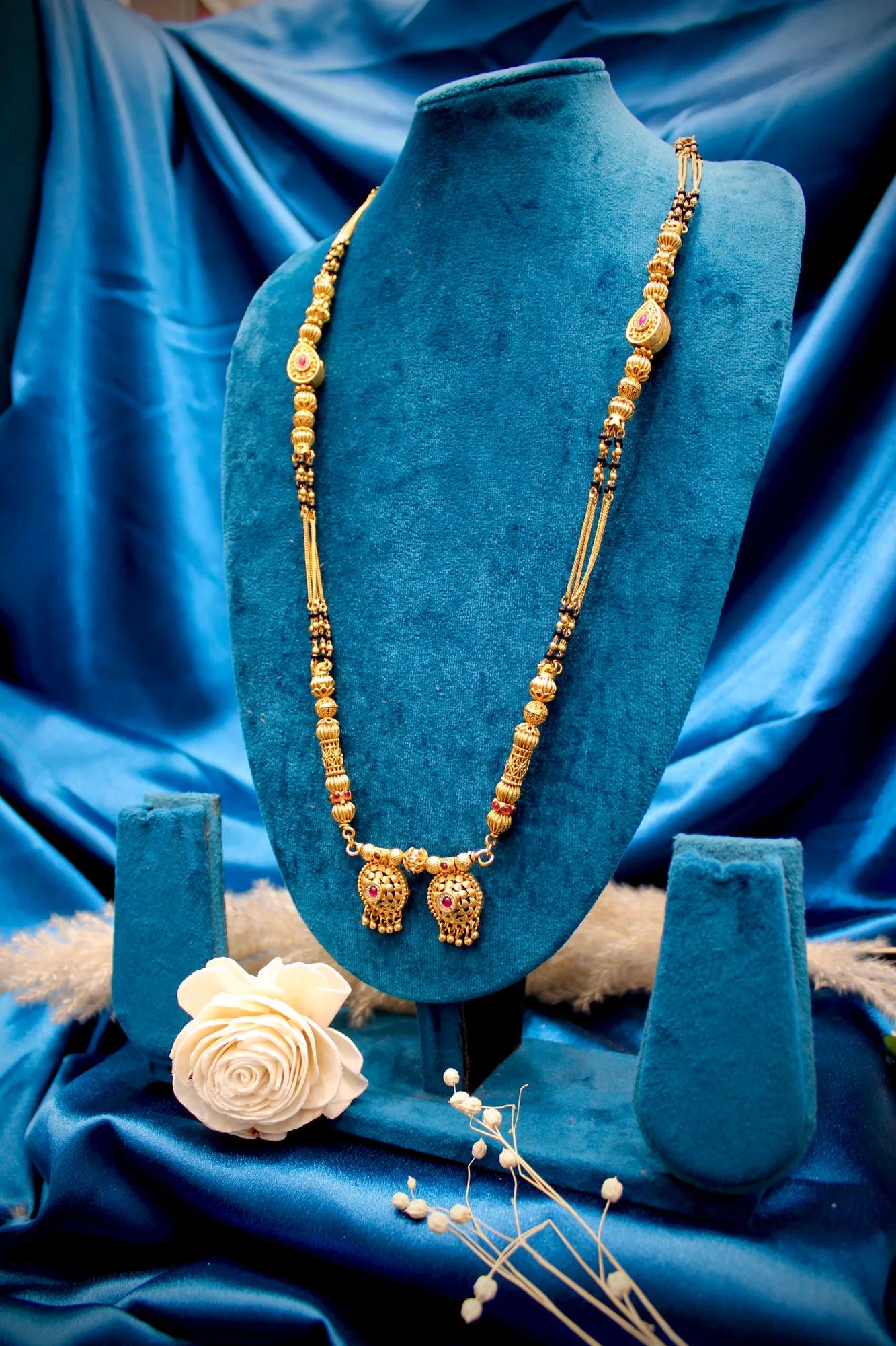Royal Antique Gold Dual Pendant Designer Mangalsutra
