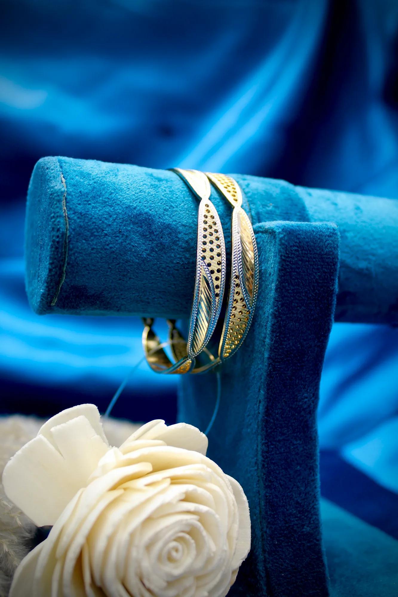 Minimalist Textured Gold Finish Bangles (Set of 3)