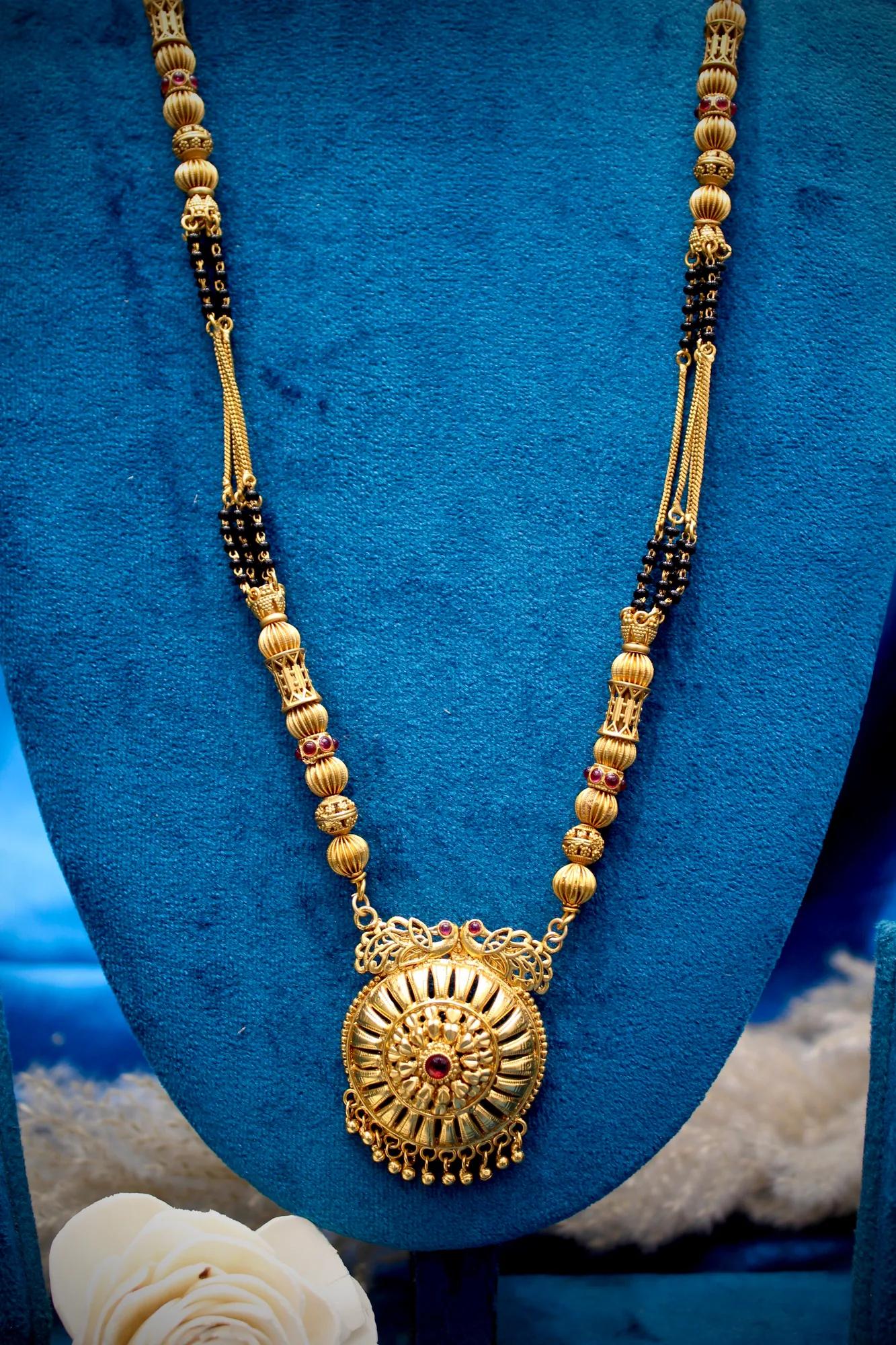 Sunburst Antique Mangalsutra with Circular Heritage Pendant