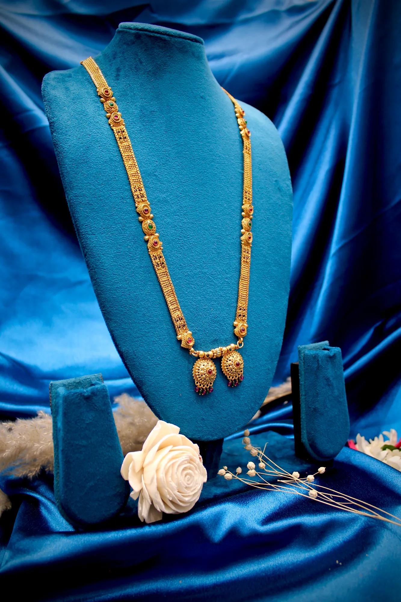Royal Antique Gold Dual Pendant Designer Mangalsutra