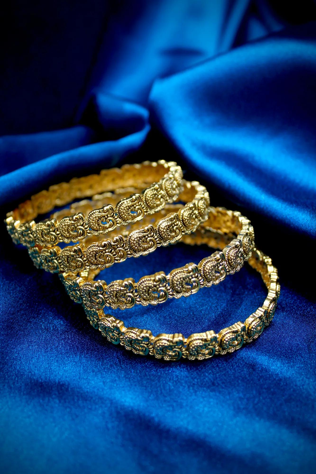 Antique Peacock Motif Designer Bangles Set