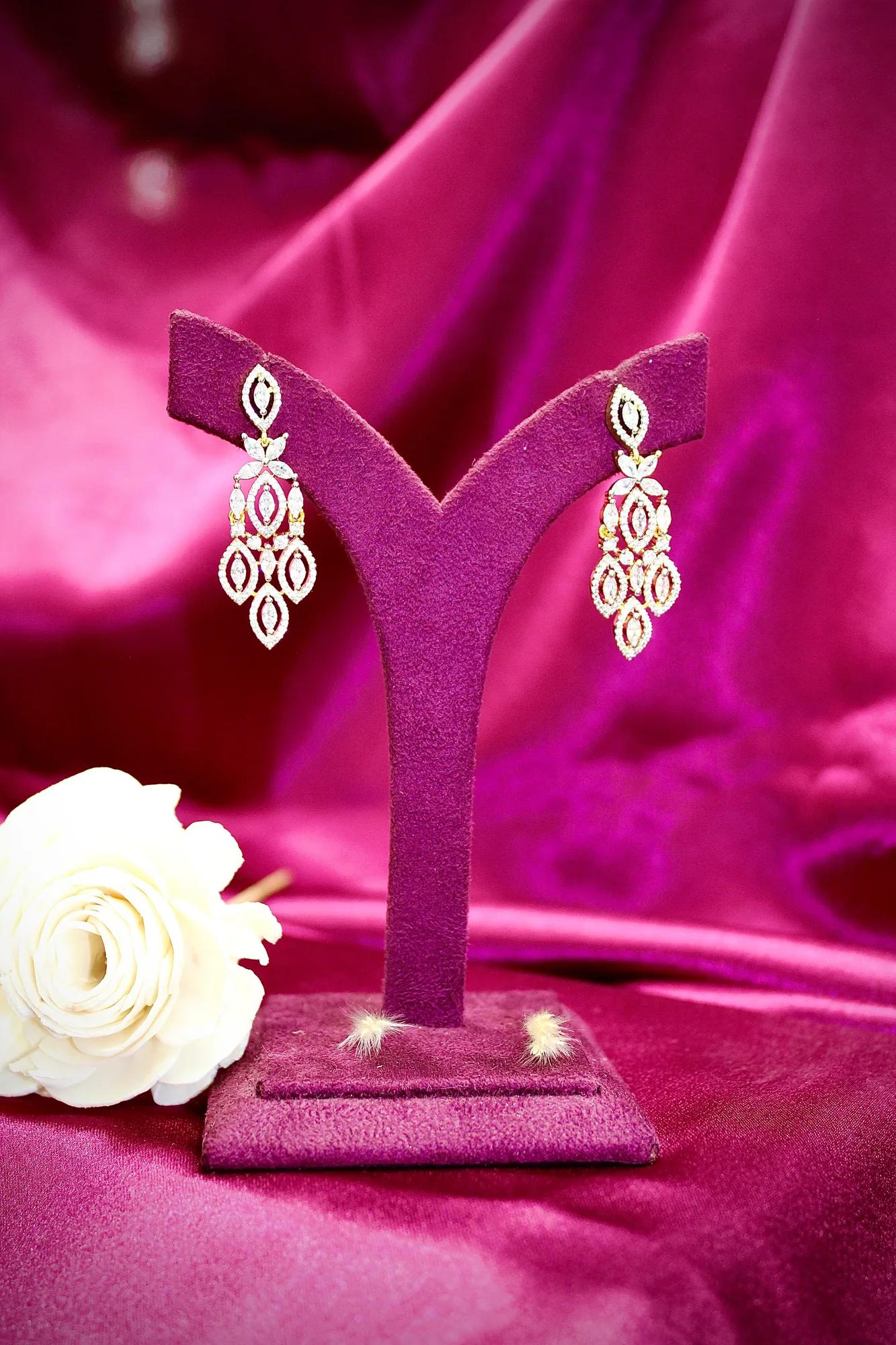 Luxury American Diamond Choker Set with Designer Drop Earrings