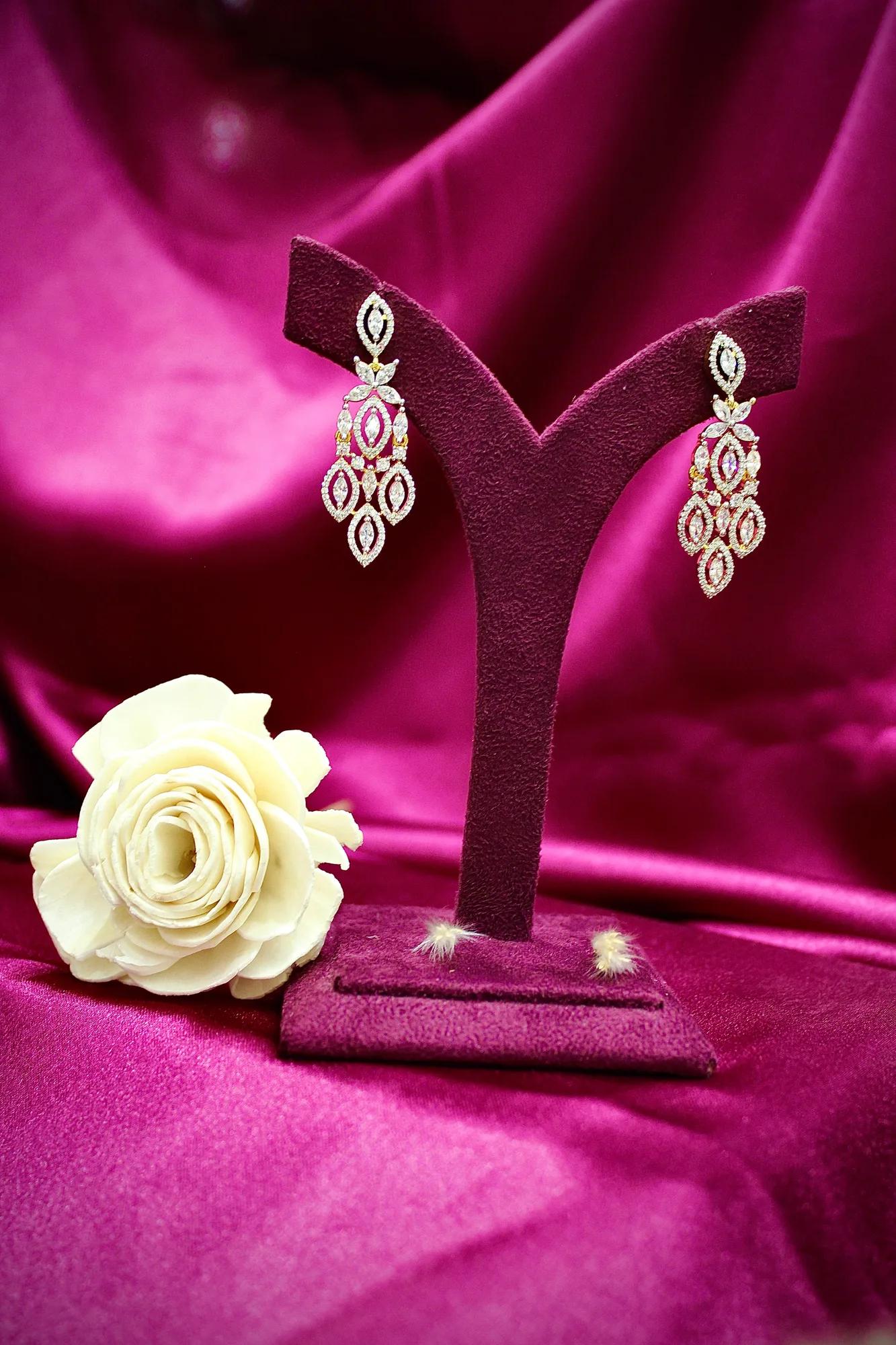 Luxury American Diamond Choker Set with Designer Drop Earrings