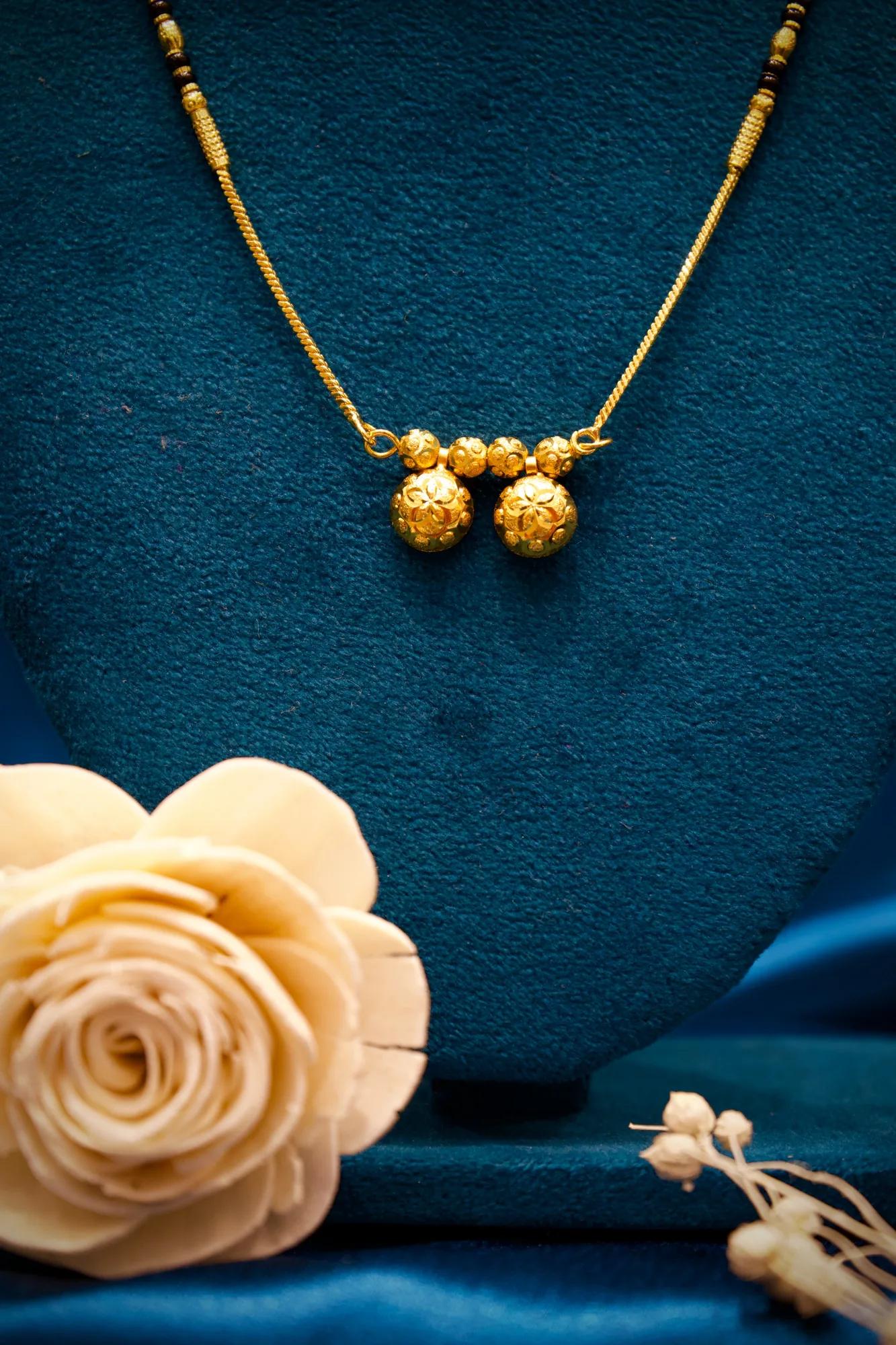 Traditional Twin Floral Bead Mangalsutra Necklace