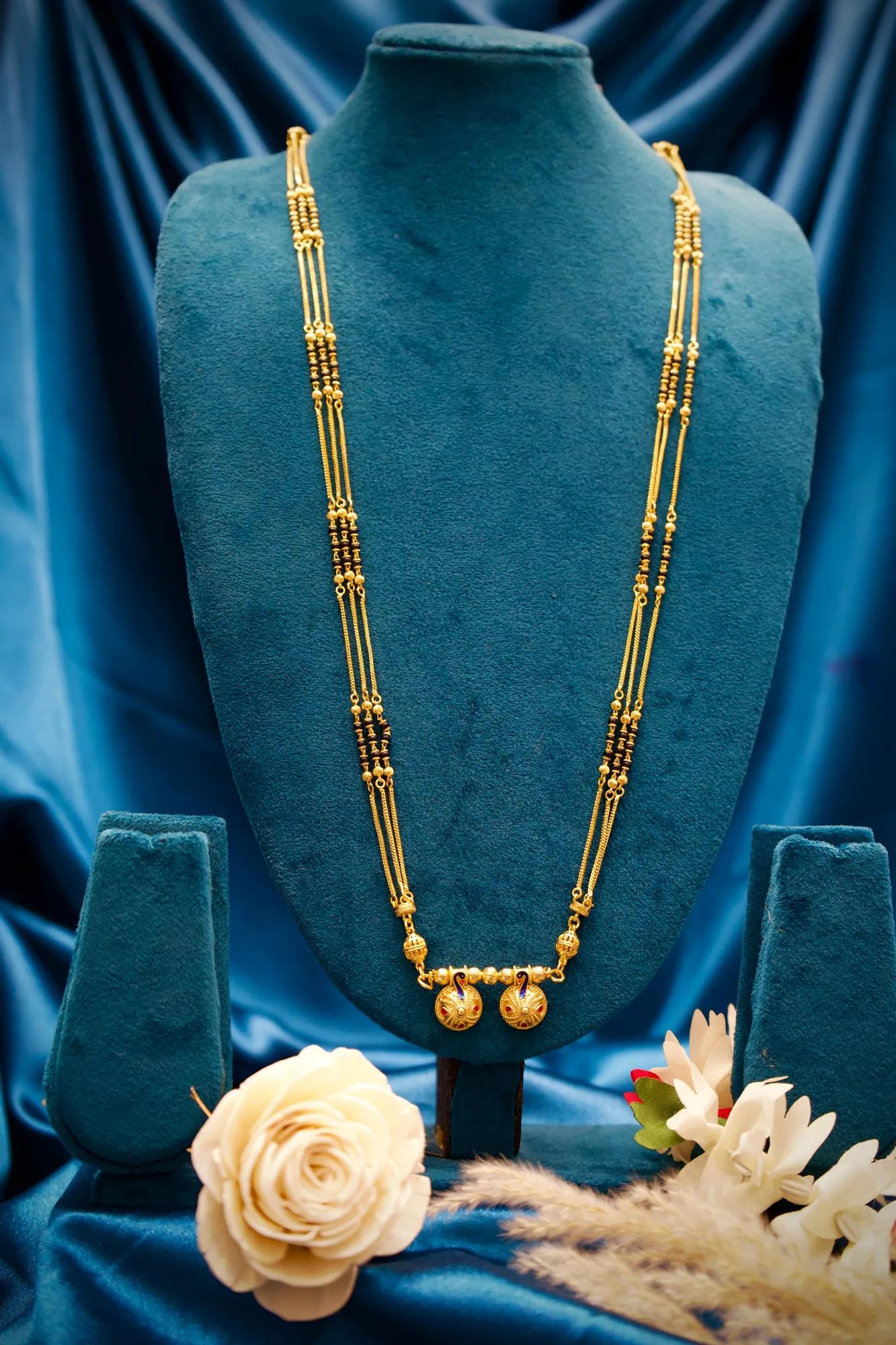 Peacock Motif Dual Pendant Traditional Mangalsutra