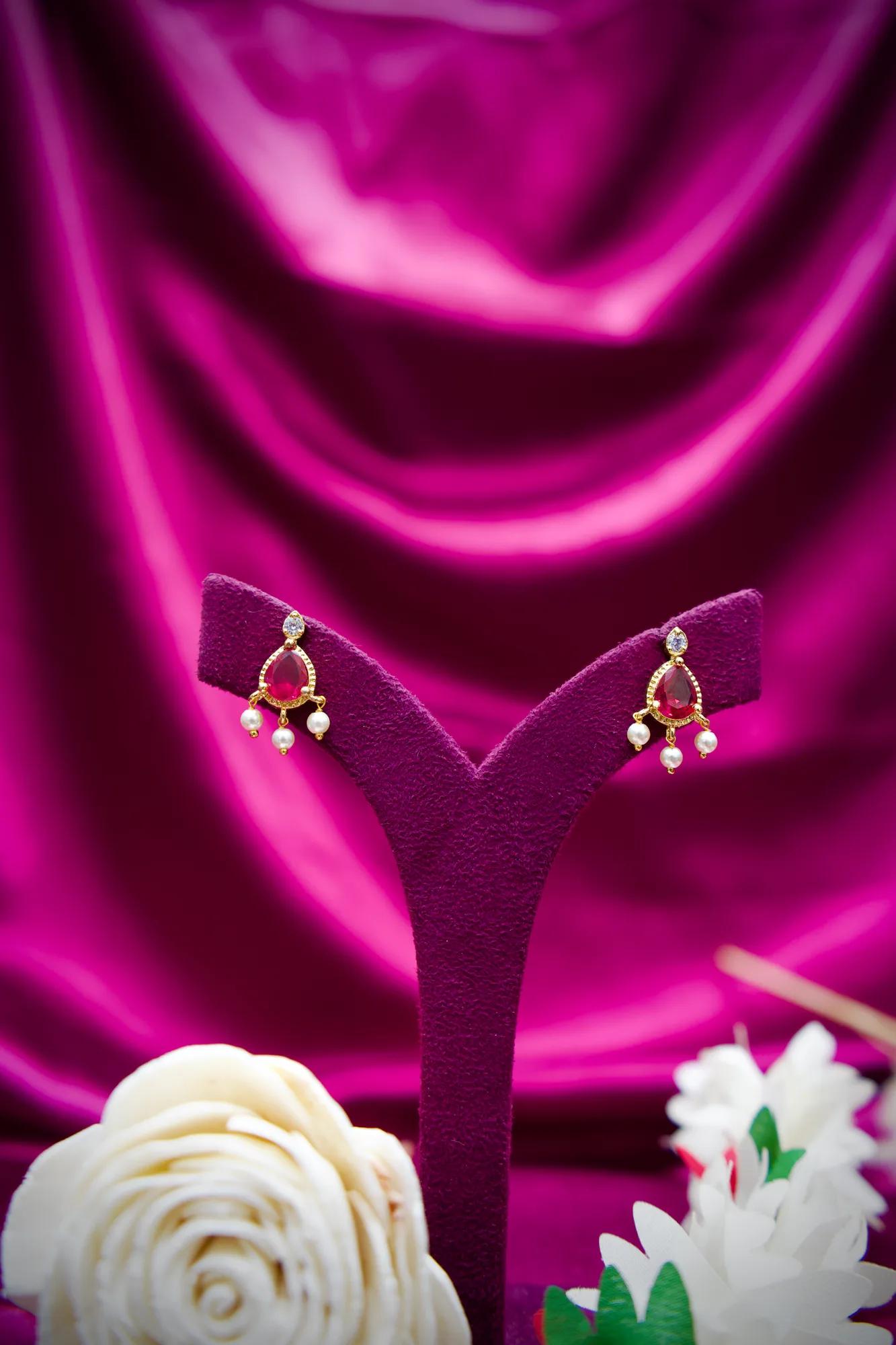 Royal Ruby Pearl Layered Necklace Set
