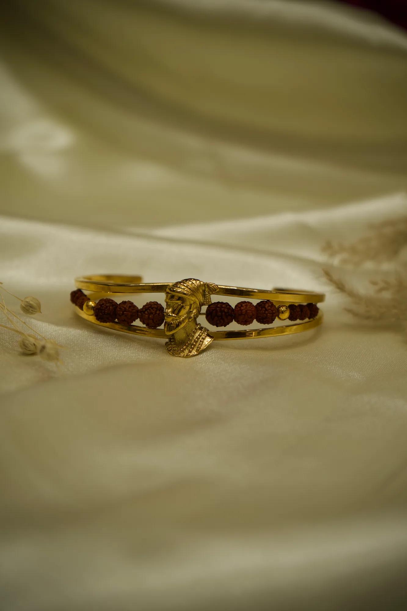 Chhatrapati Shivaji Maharaj Rudraksha Open Cuff Kada