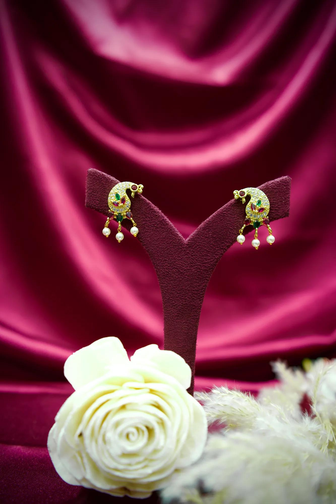 Royal Pearl Peacock Long Necklace Set