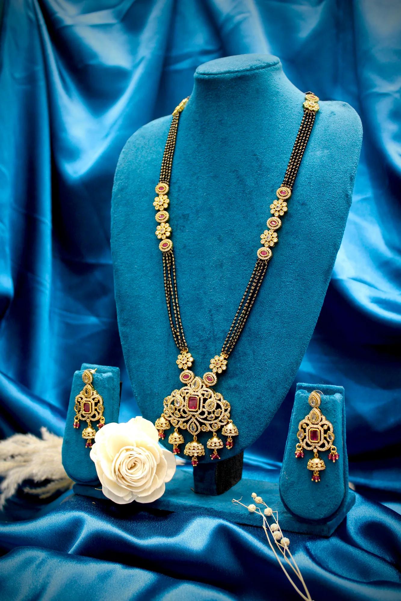 Victorian Ruby Floral Mangalsutra Set