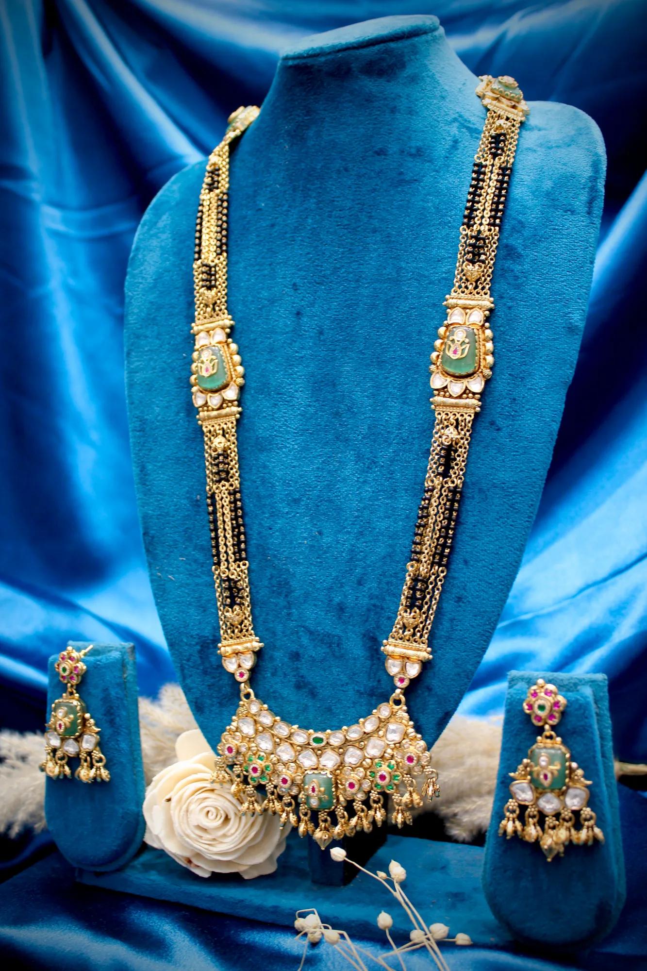 Royal Kundan & Green Enamel Bridal Mangalsutra Set