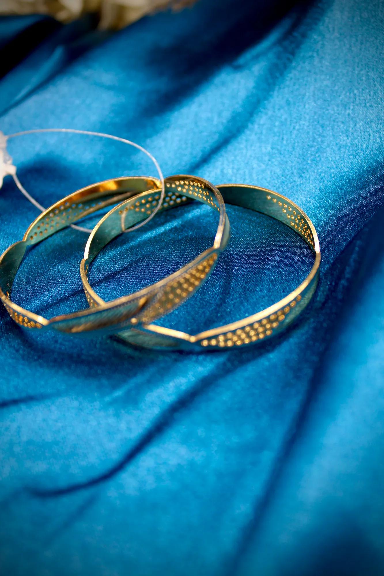 Minimalist Textured Gold Finish Bangles (Set of 3)
