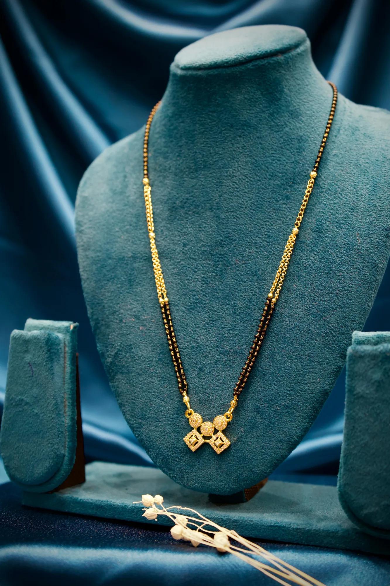 Elegant Twin Charm Stone-Studded Mangalsutra Necklace