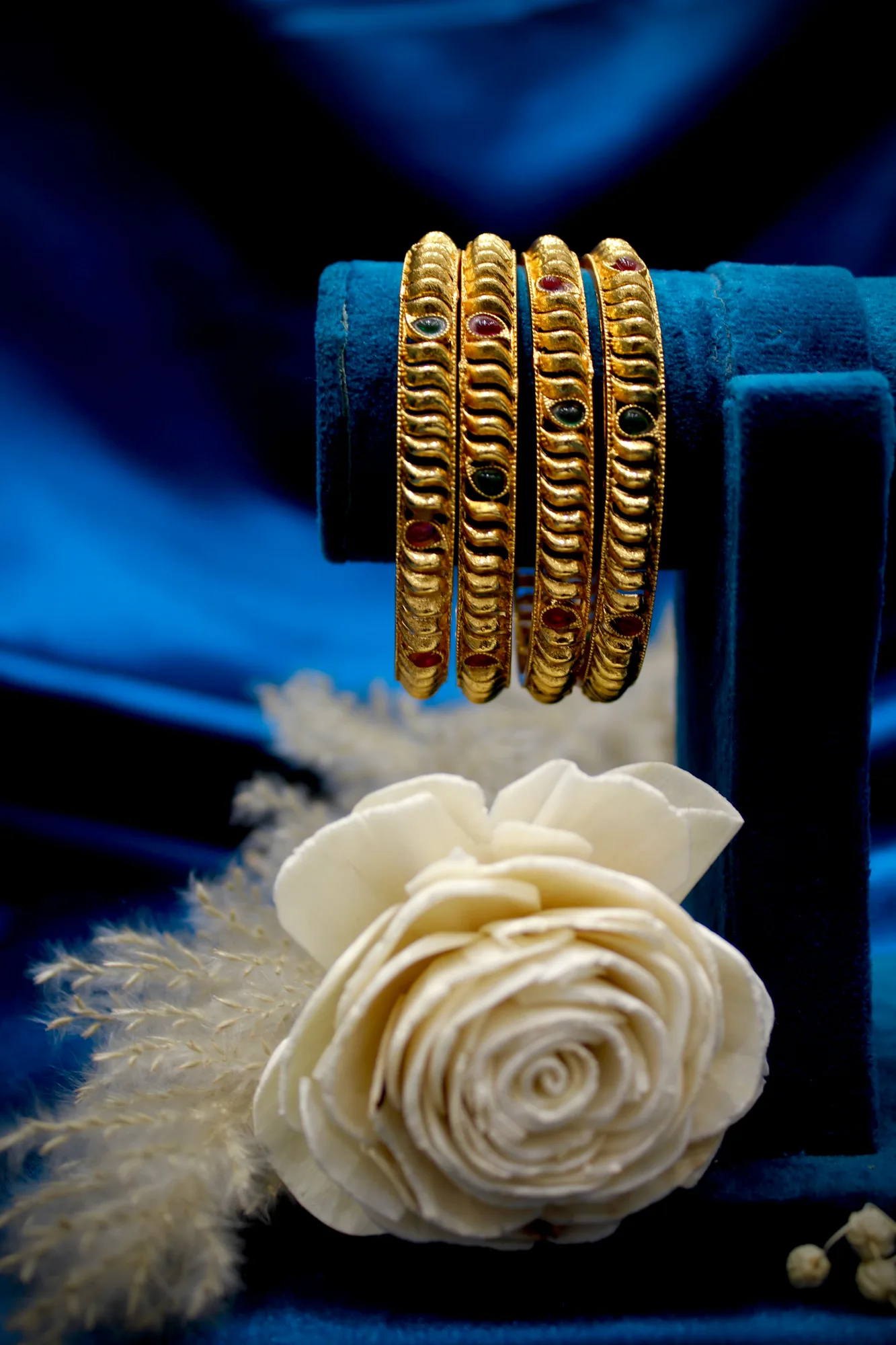 Traditional Antique Stone Studded Bangles Set