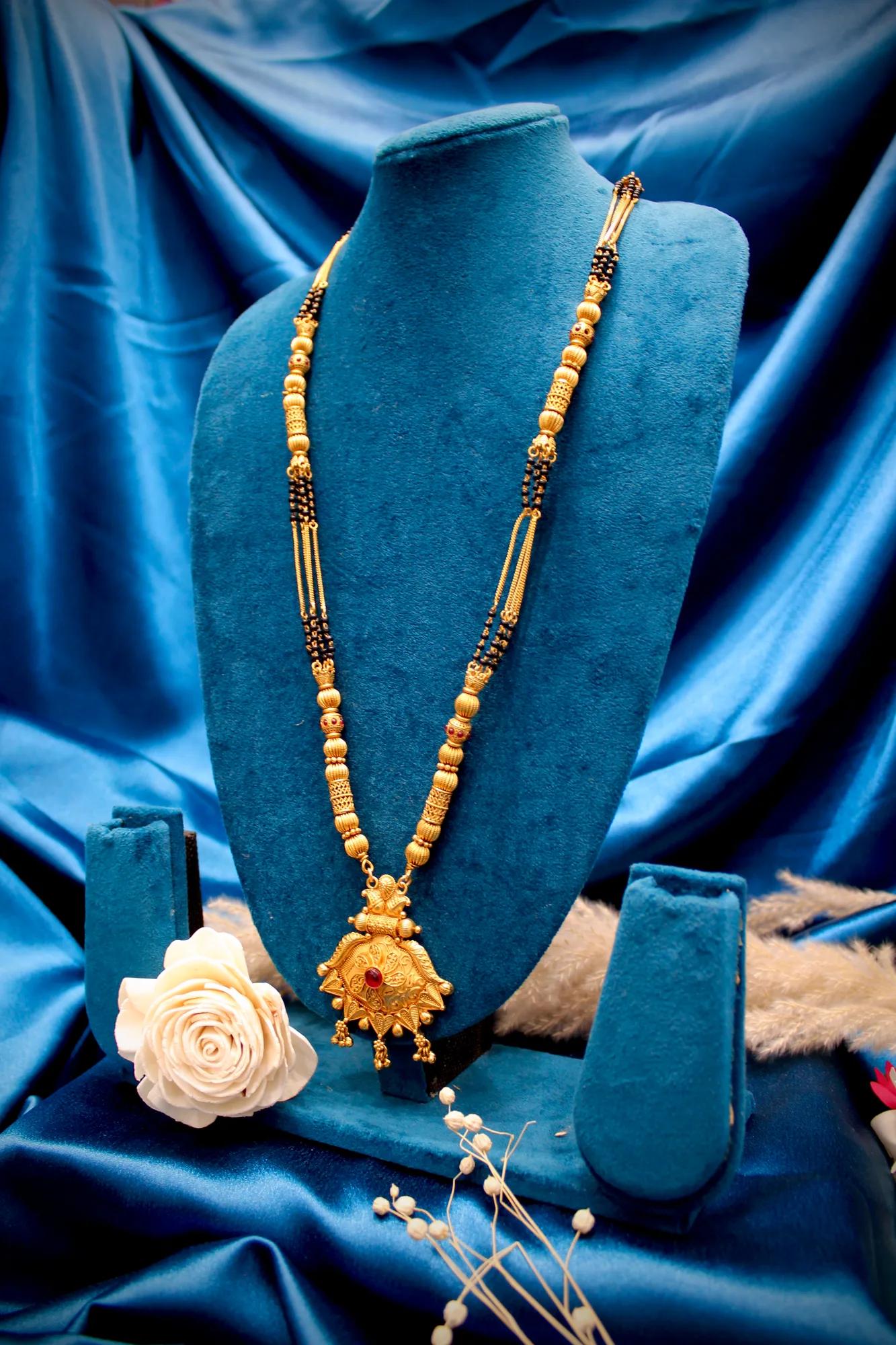 Royal Antique Temple Mangalsutra with Sunburst Pendant