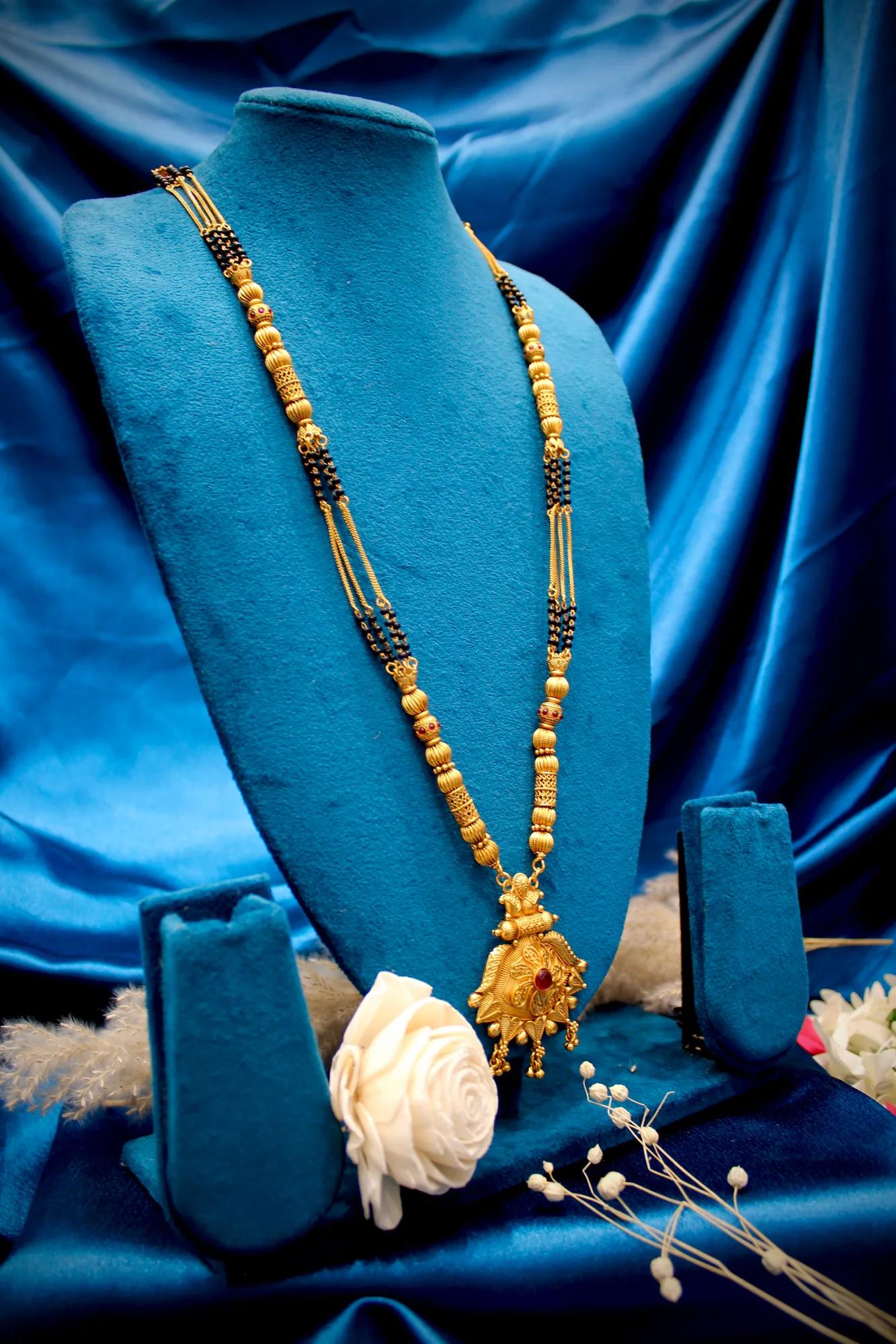 Royal Antique Temple Mangalsutra with Sunburst Pendant