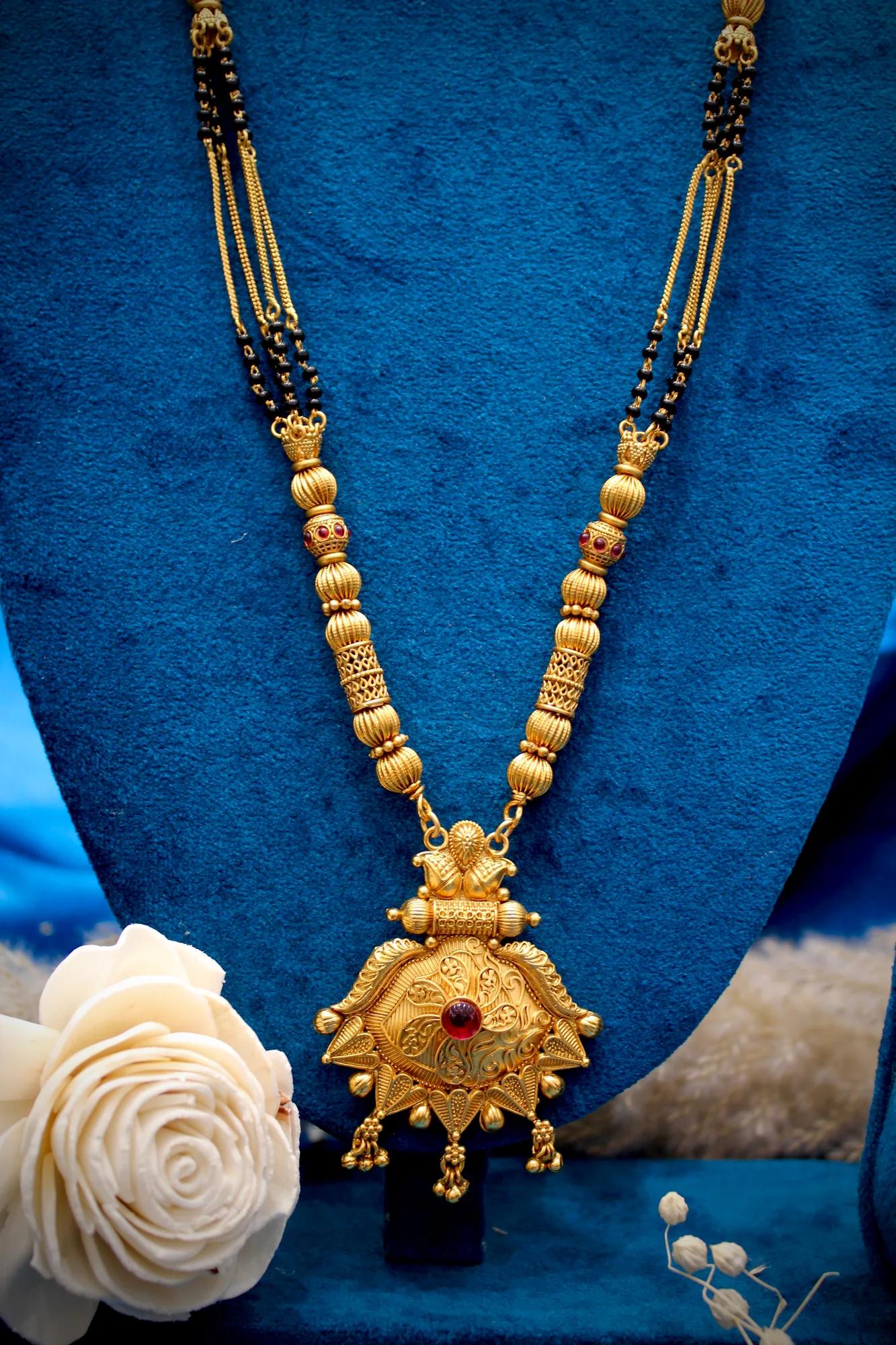 Royal Antique Temple Mangalsutra with Sunburst Pendant