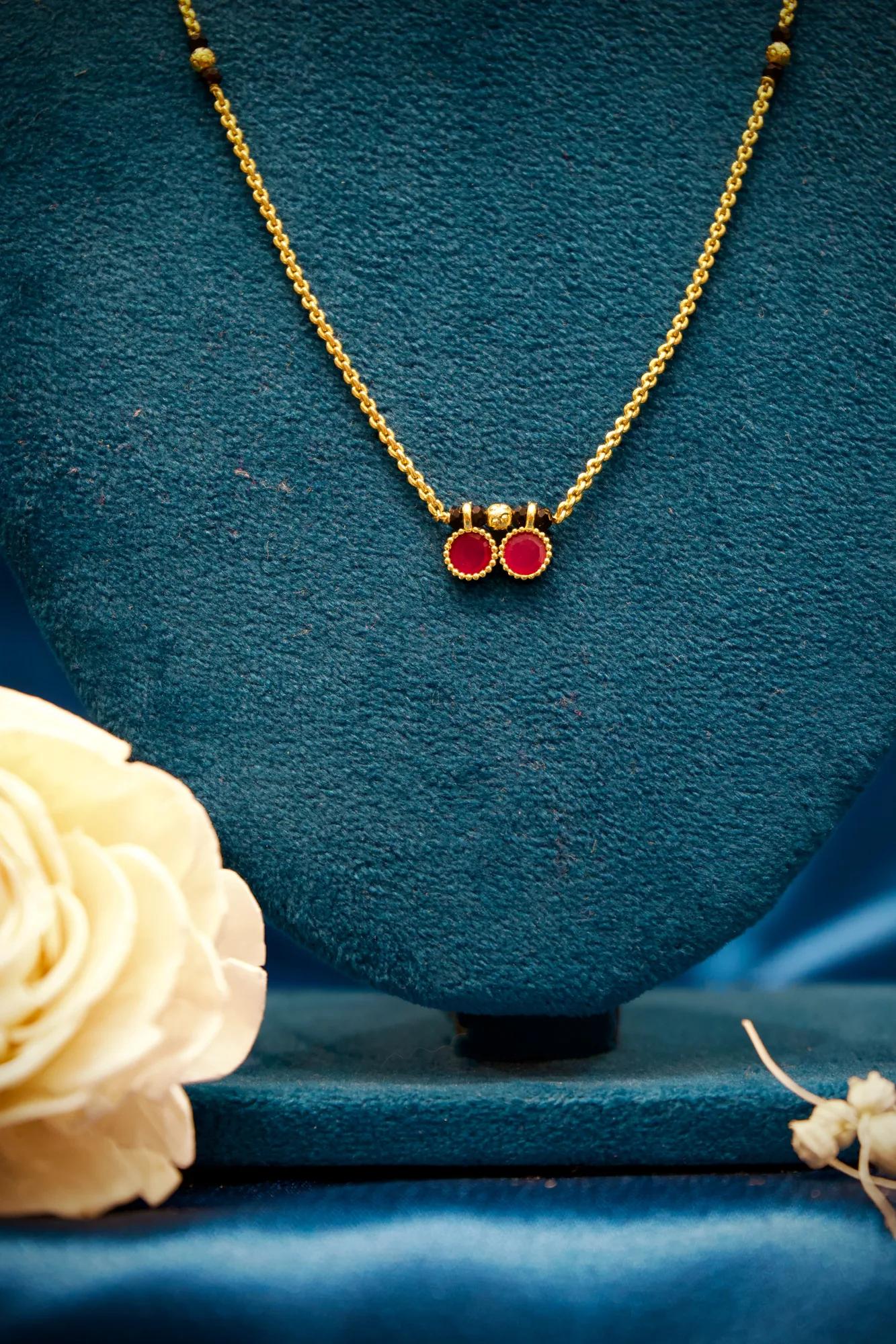 Ruby Twin Charm Minimalist Mangalsutra Necklace