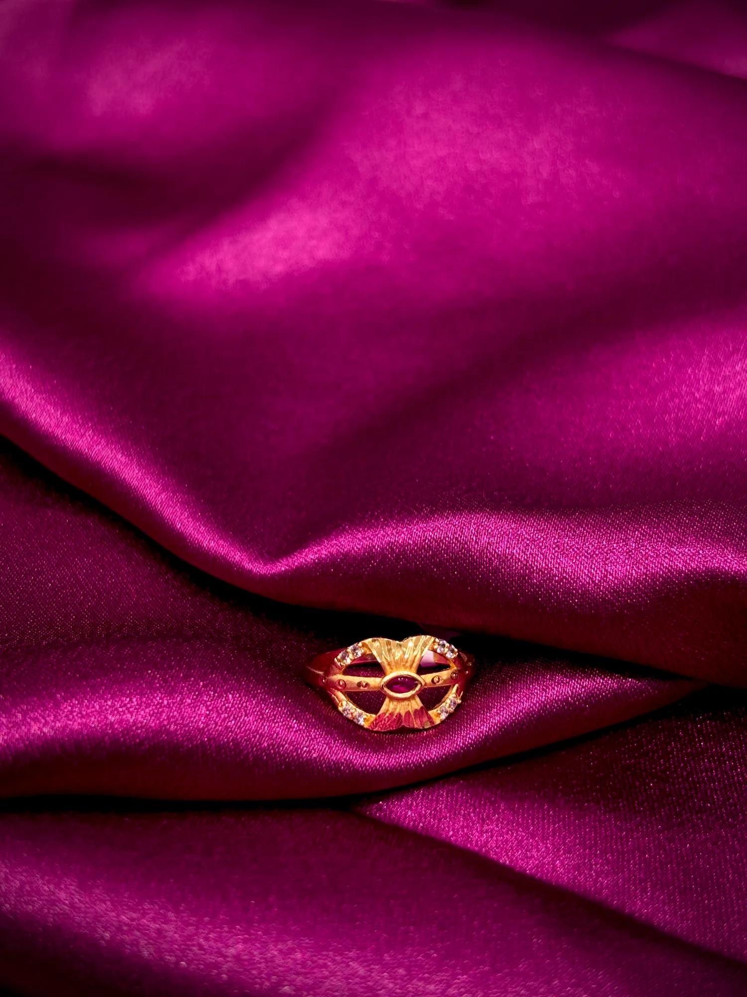 Radiant Marquise Ruby CZ Gold-Tone Ring