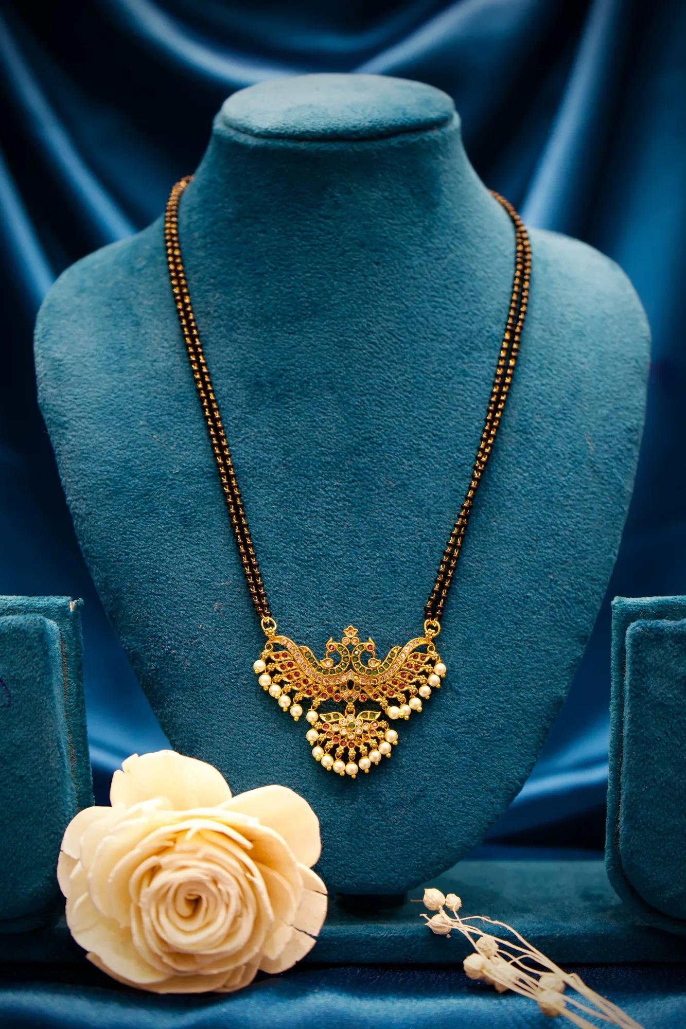 Royal Peacock Pearl Drop Mangalsutra Necklace