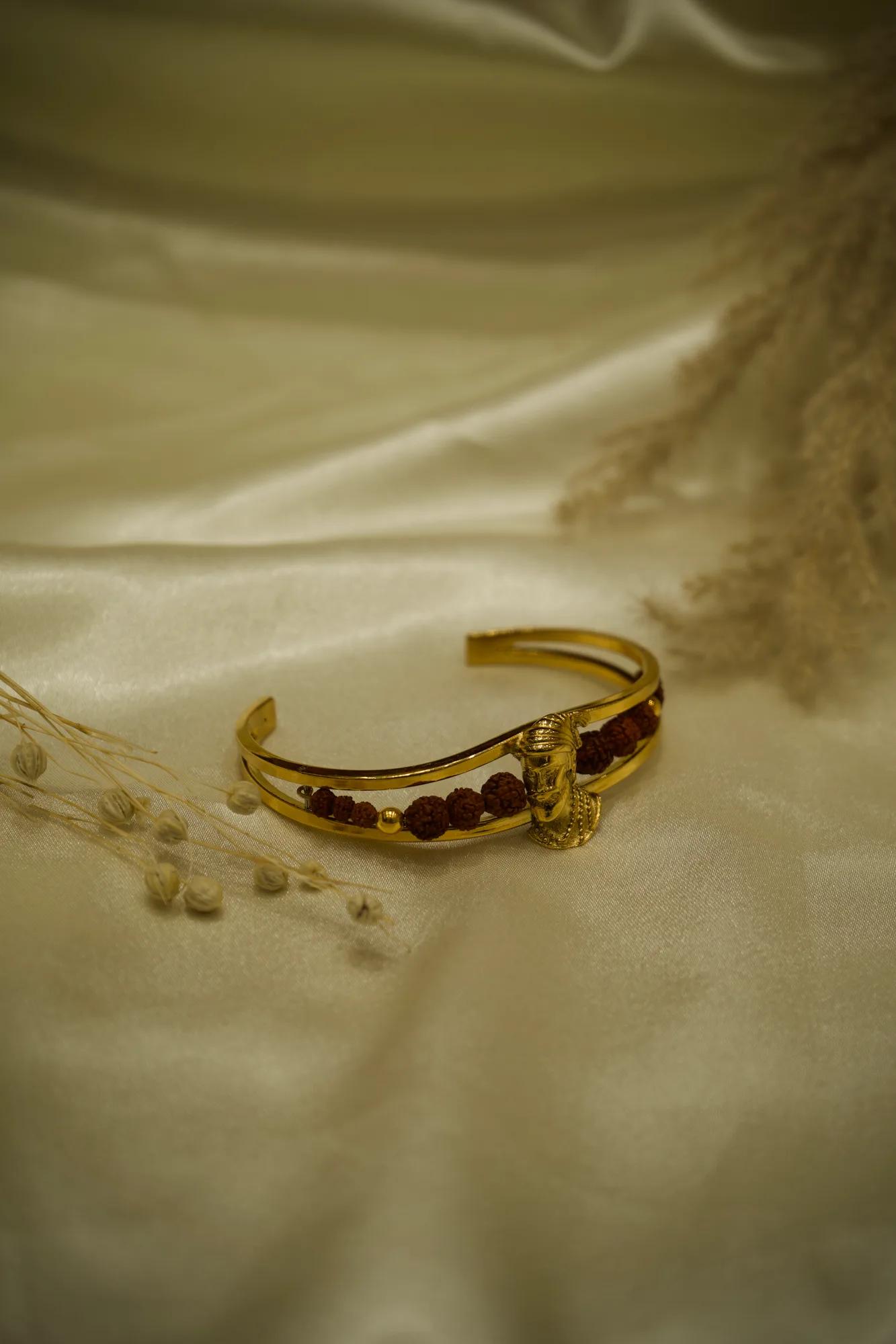 Chhatrapati Shivaji Maharaj Rudraksha Open Cuff Kada