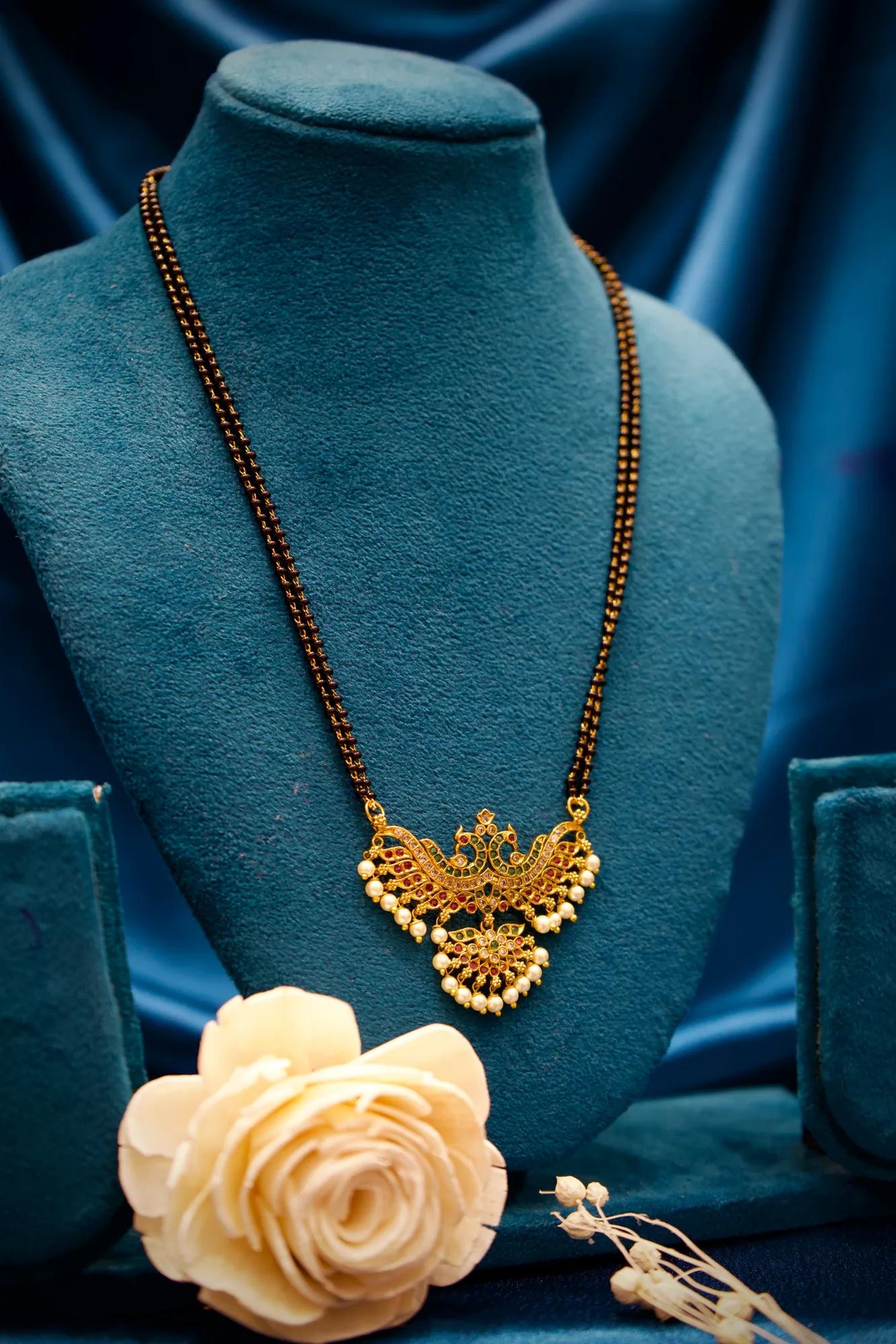 Royal Peacock Pearl Drop Mangalsutra Necklace