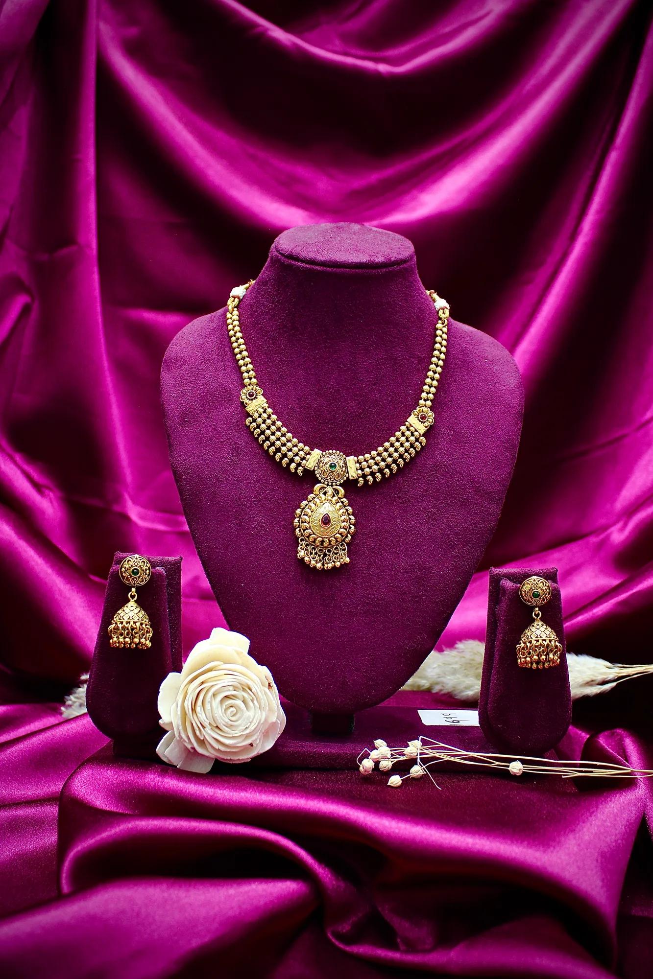 Antique Gold-Tone Temple Necklace Set